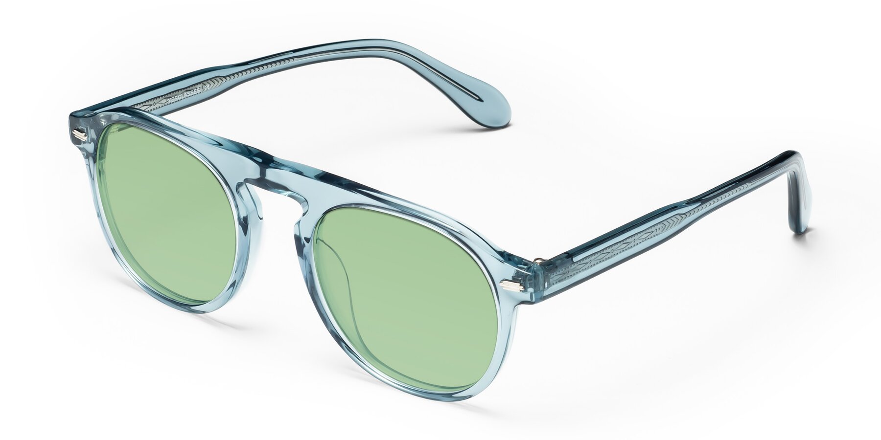 Angle of Mufasa in Light Blue with Medium Green Tinted Lenses
