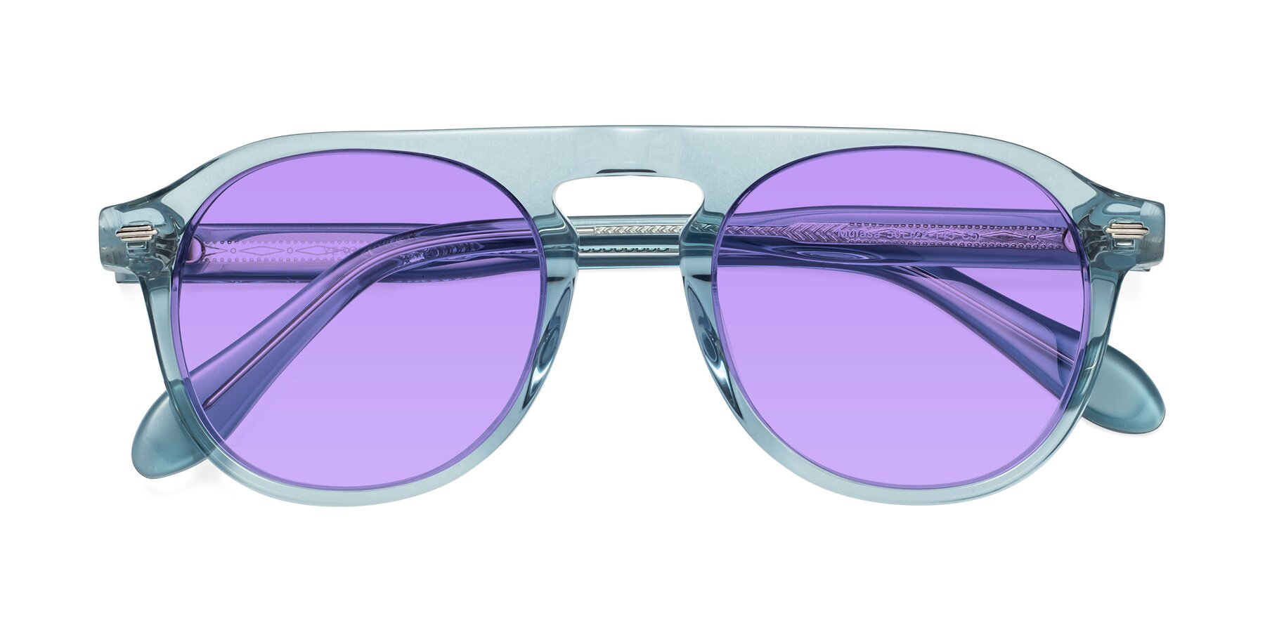 Folded Front of Mufasa in Light Blue with Medium Purple Tinted Lenses