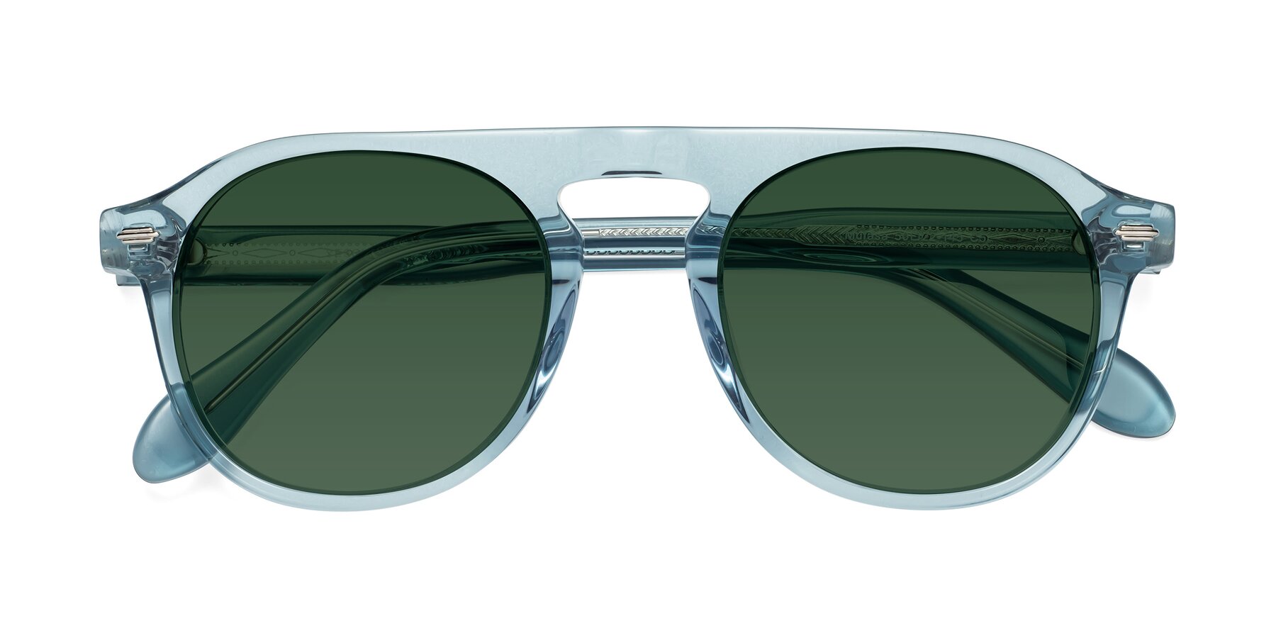 Folded Front of Mufasa in Light Blue with Green Tinted Lenses