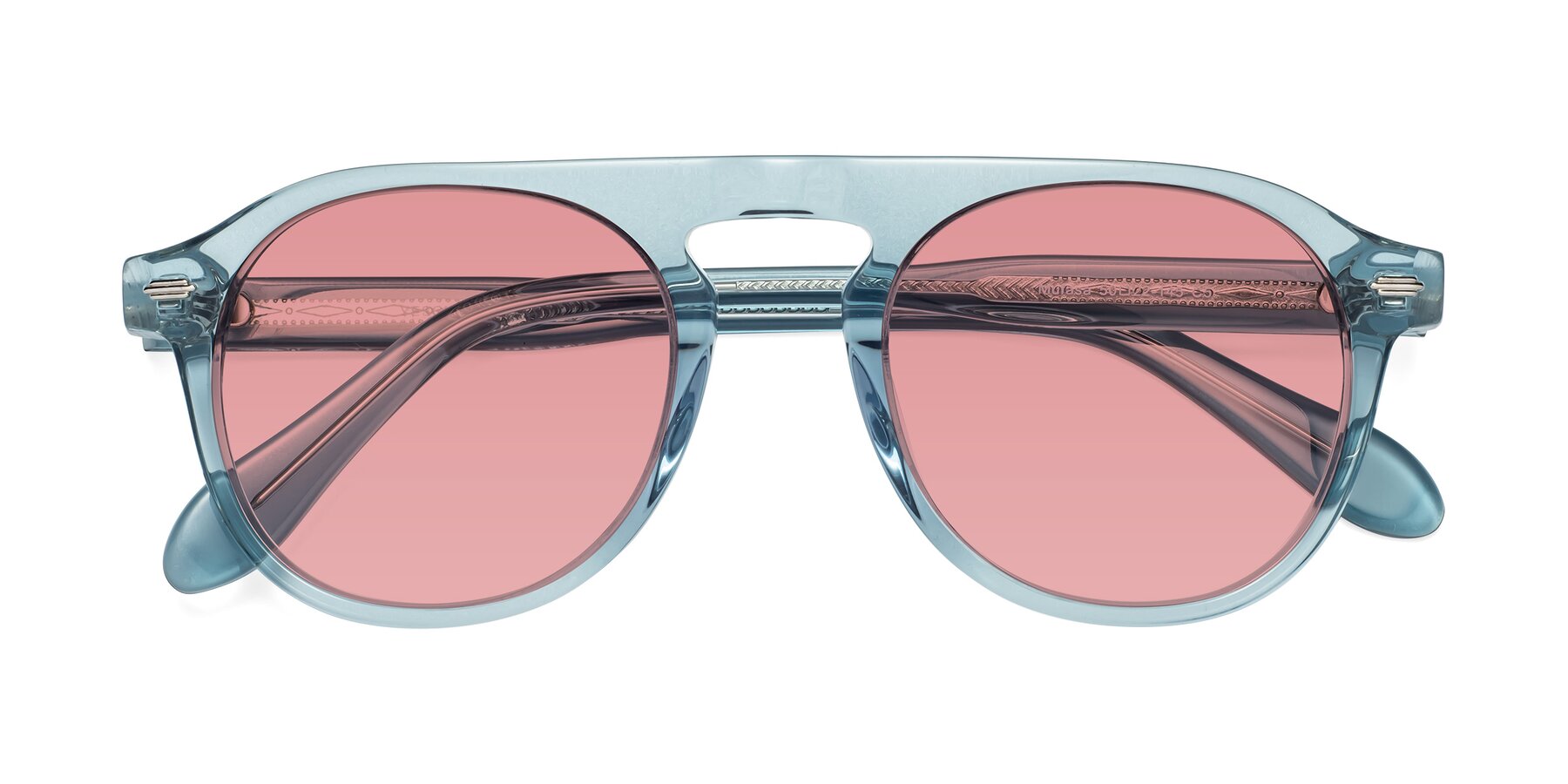 Folded Front of Mufasa in Light Blue with Medium Garnet Tinted Lenses