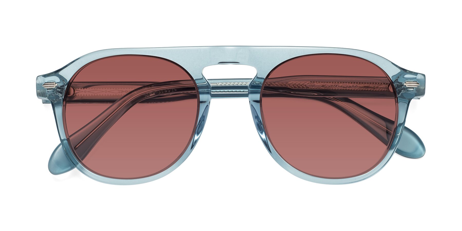 Folded Front of Mufasa in Light Blue with Garnet Tinted Lenses