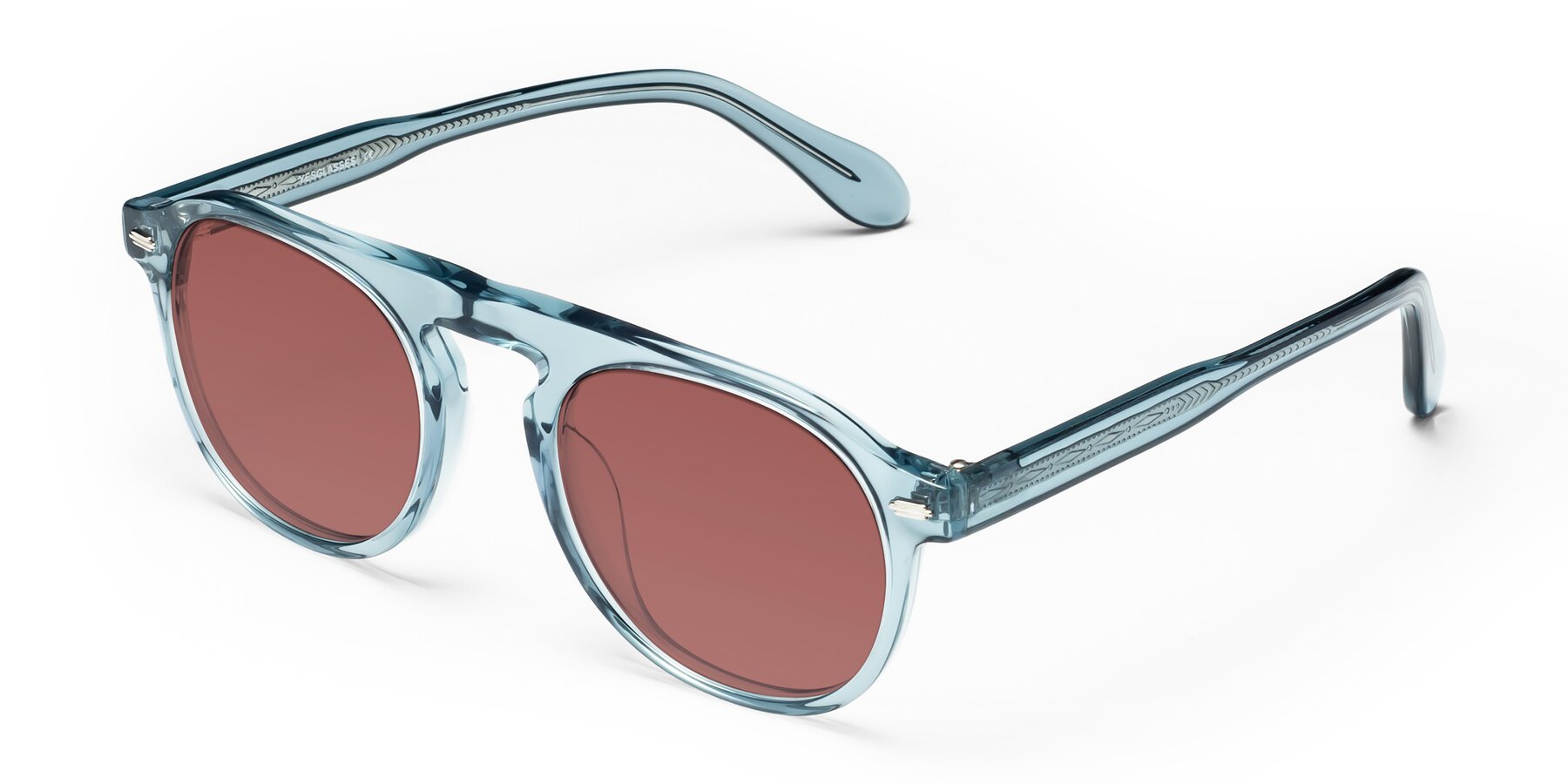 Angle of Mufasa in Light Blue with Garnet Tinted Lenses