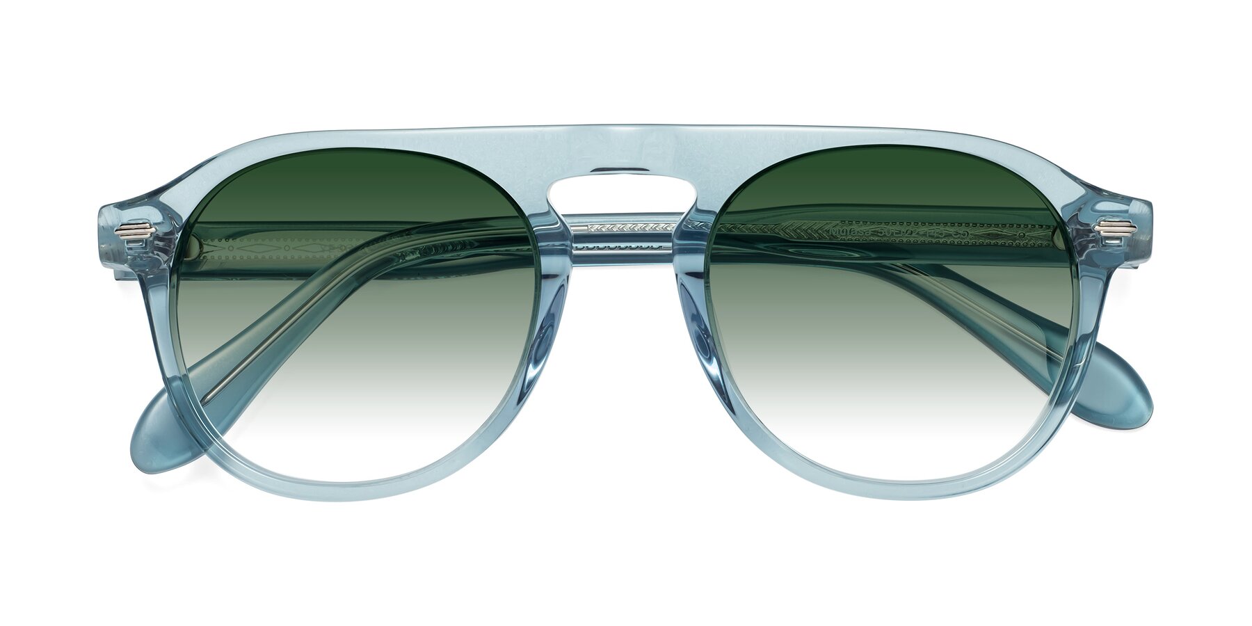 Folded Front of Mufasa in Light Blue with Green Gradient Lenses