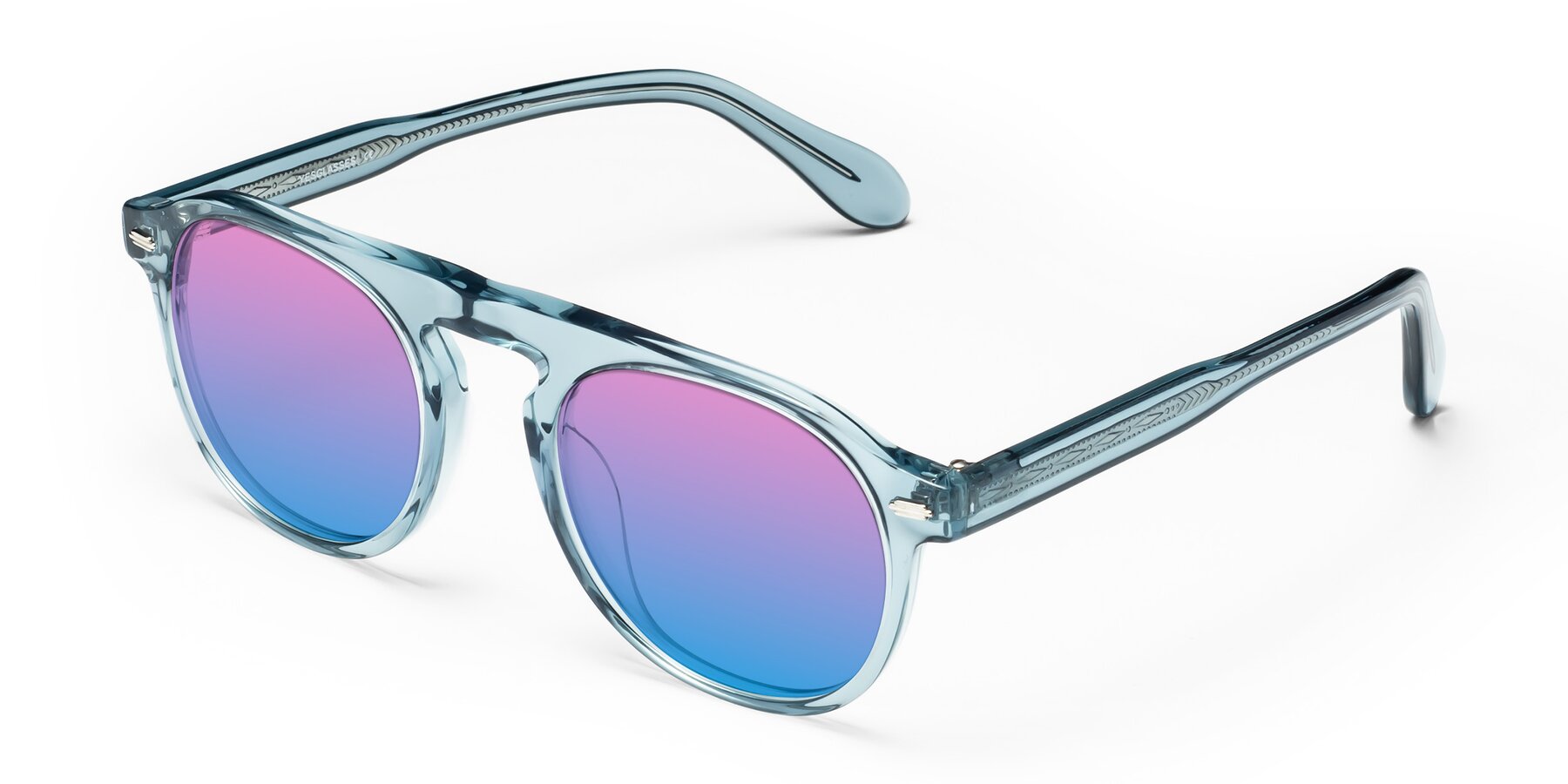 Angle of Mufasa in Light Blue with Pink / Blue Gradient Lenses