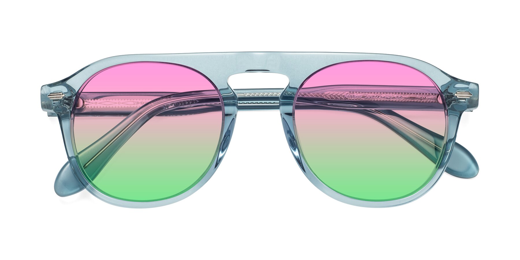 Folded Front of Mufasa in Light Blue with Pink / Green Gradient Lenses