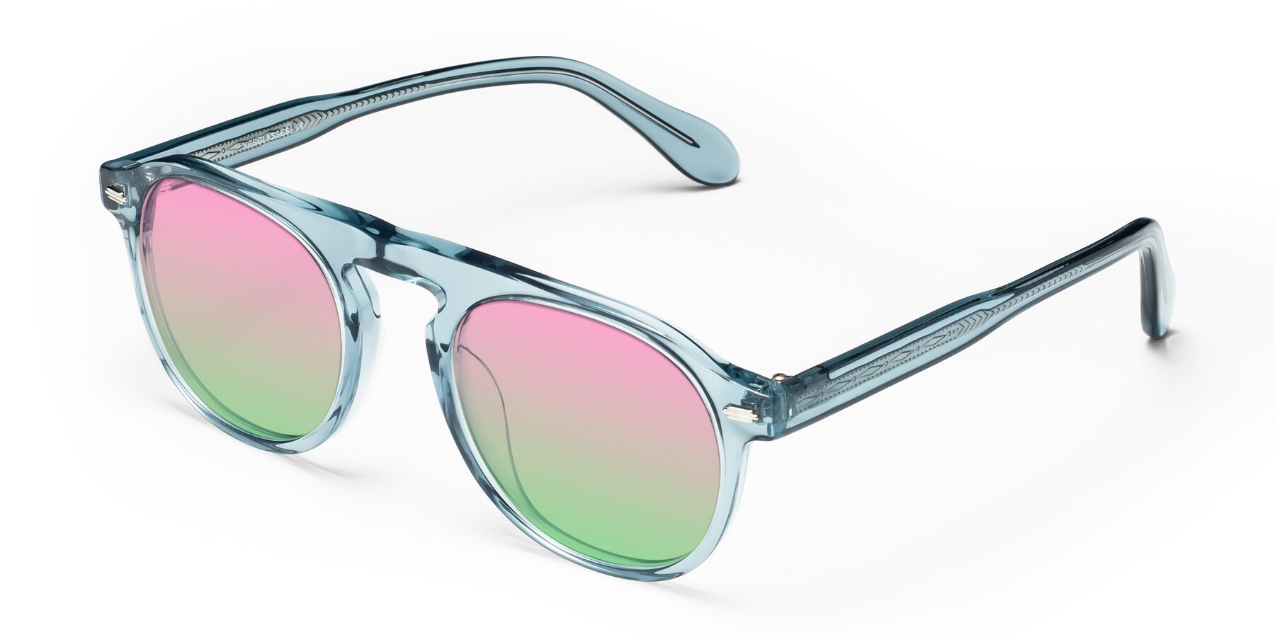 Angle of Mufasa in Light Blue with Pink / Green Gradient Lenses