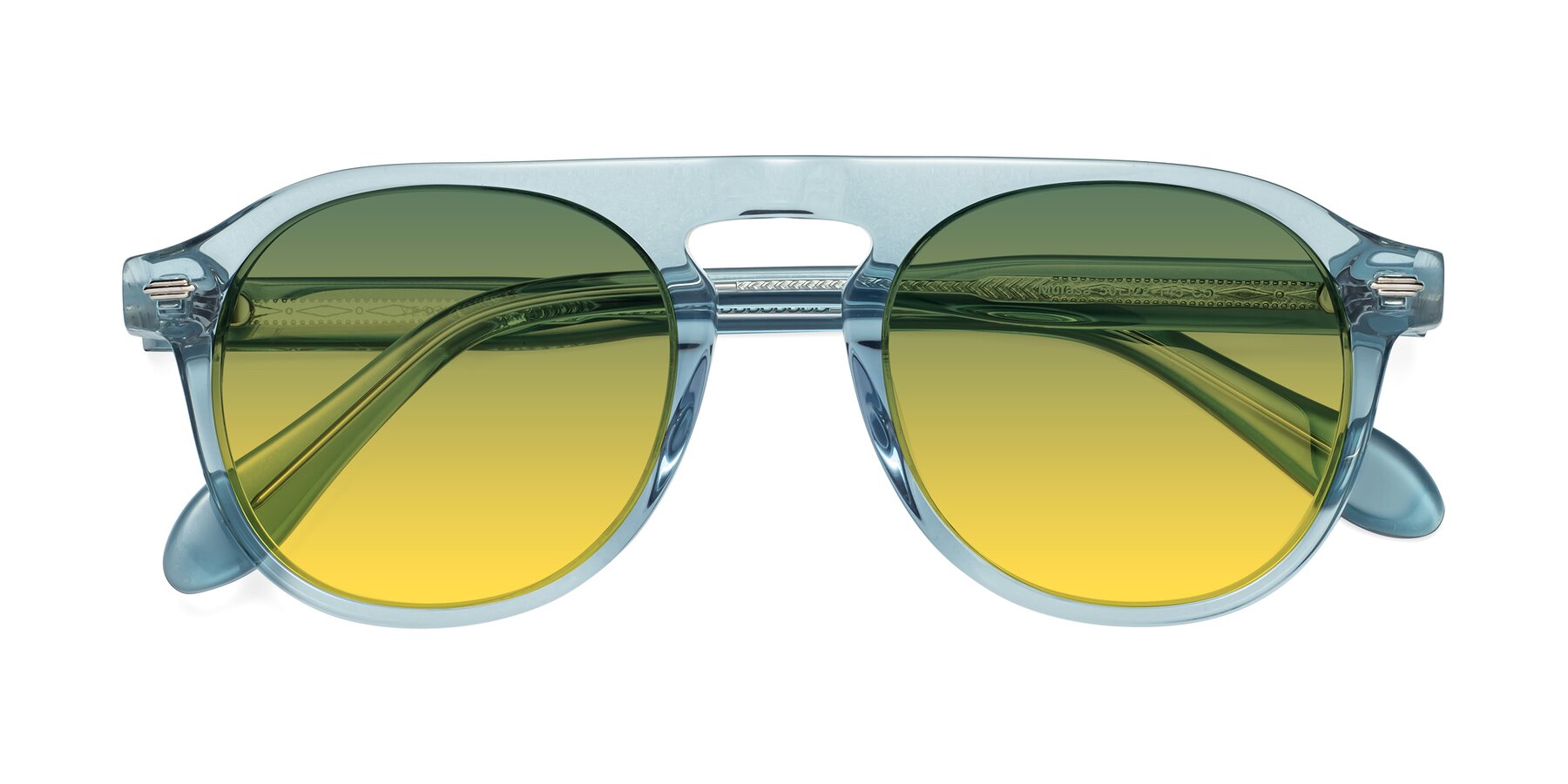 Folded Front of Mufasa in Light Blue with Green / Yellow Gradient Lenses