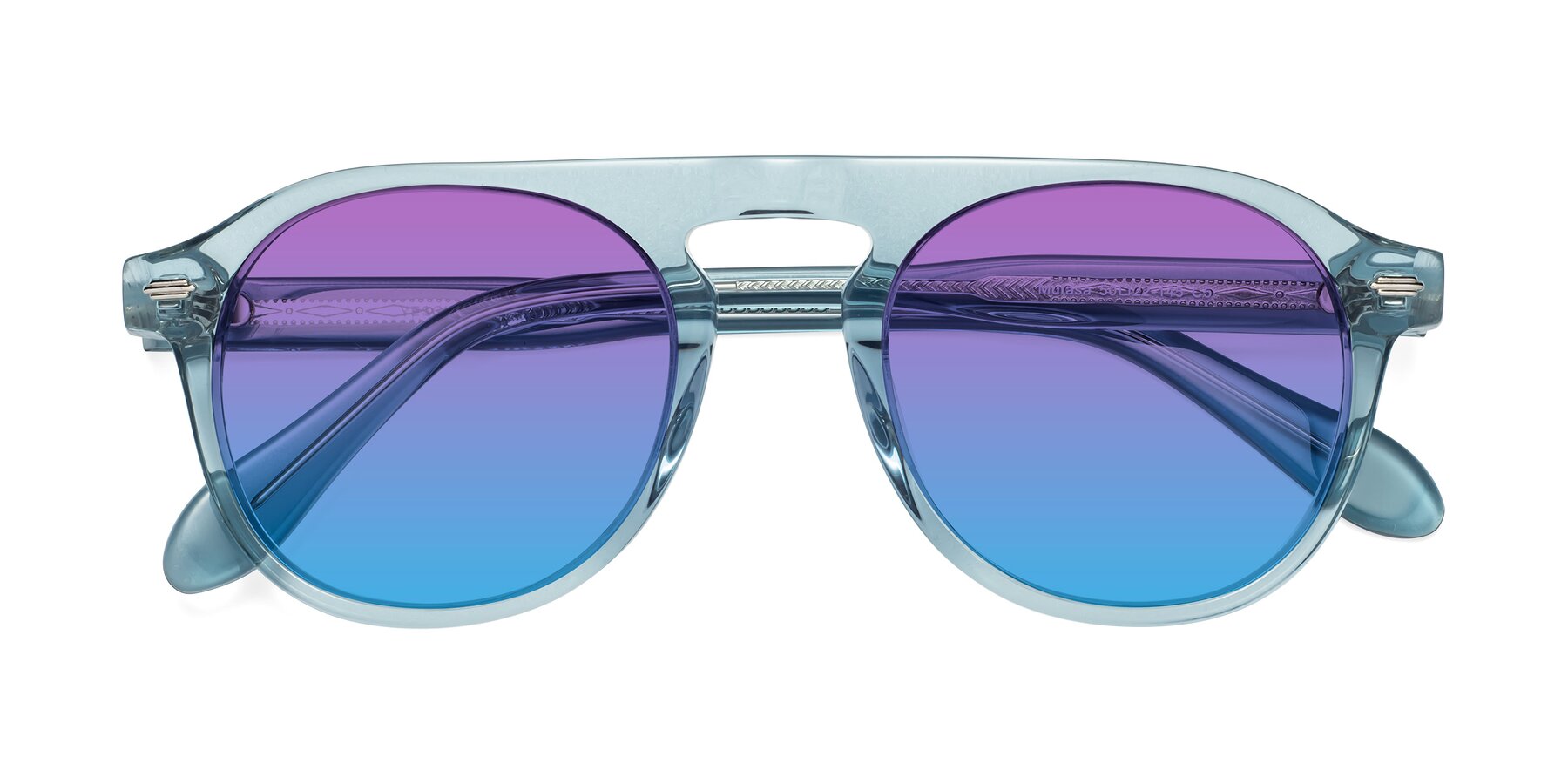 Folded Front of Mufasa in Light Blue with Purple / Blue Gradient Lenses