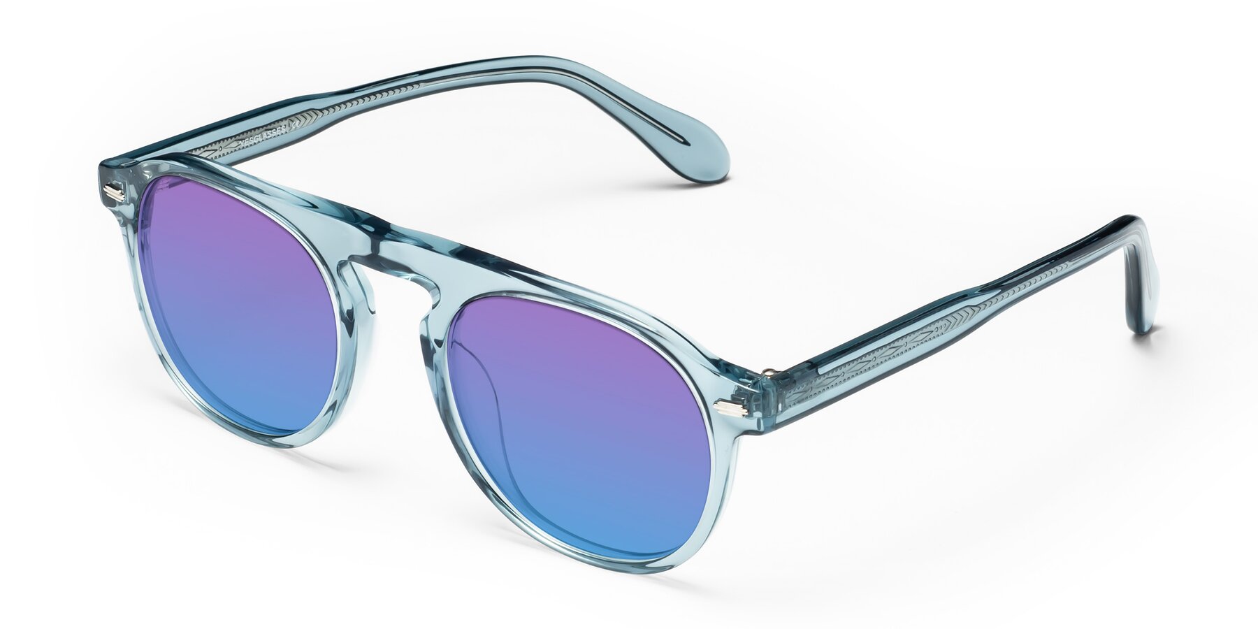 Angle of Mufasa in Light Blue with Purple / Blue Gradient Lenses