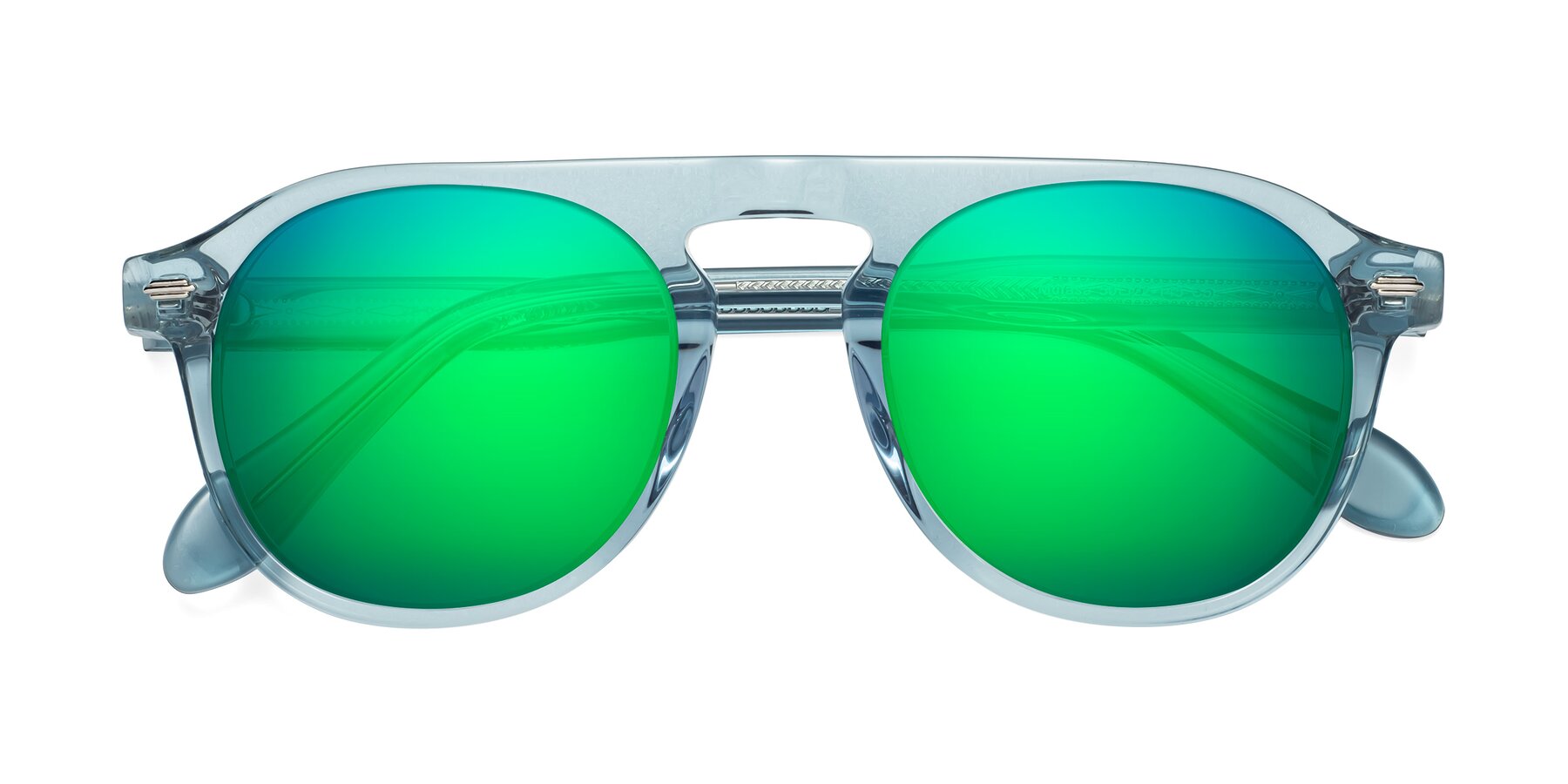 Folded Front of Mufasa in Light Blue with Green Mirrored Lenses