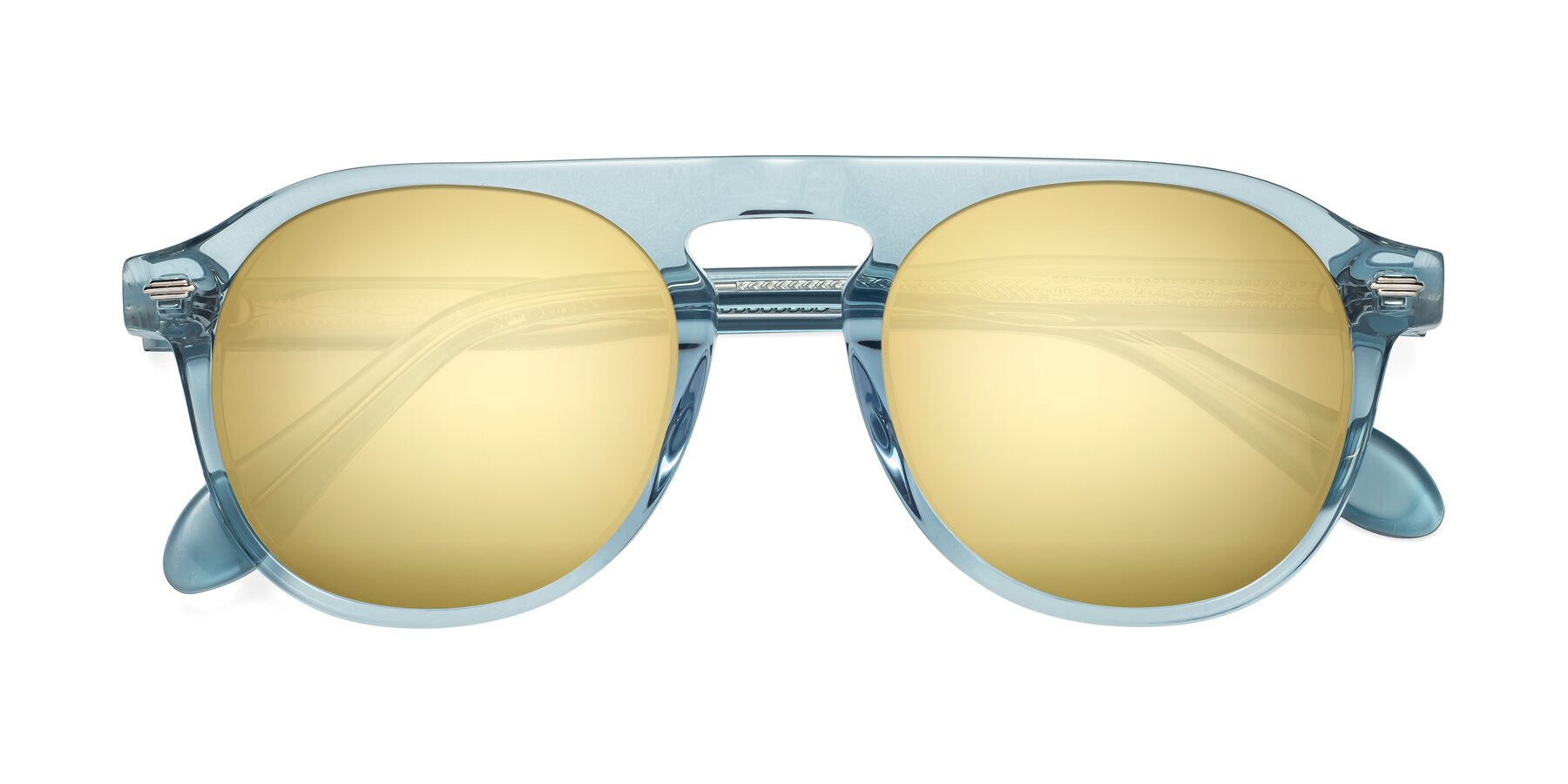 Folded Front of Mufasa in Light Blue with Gold Mirrored Lenses