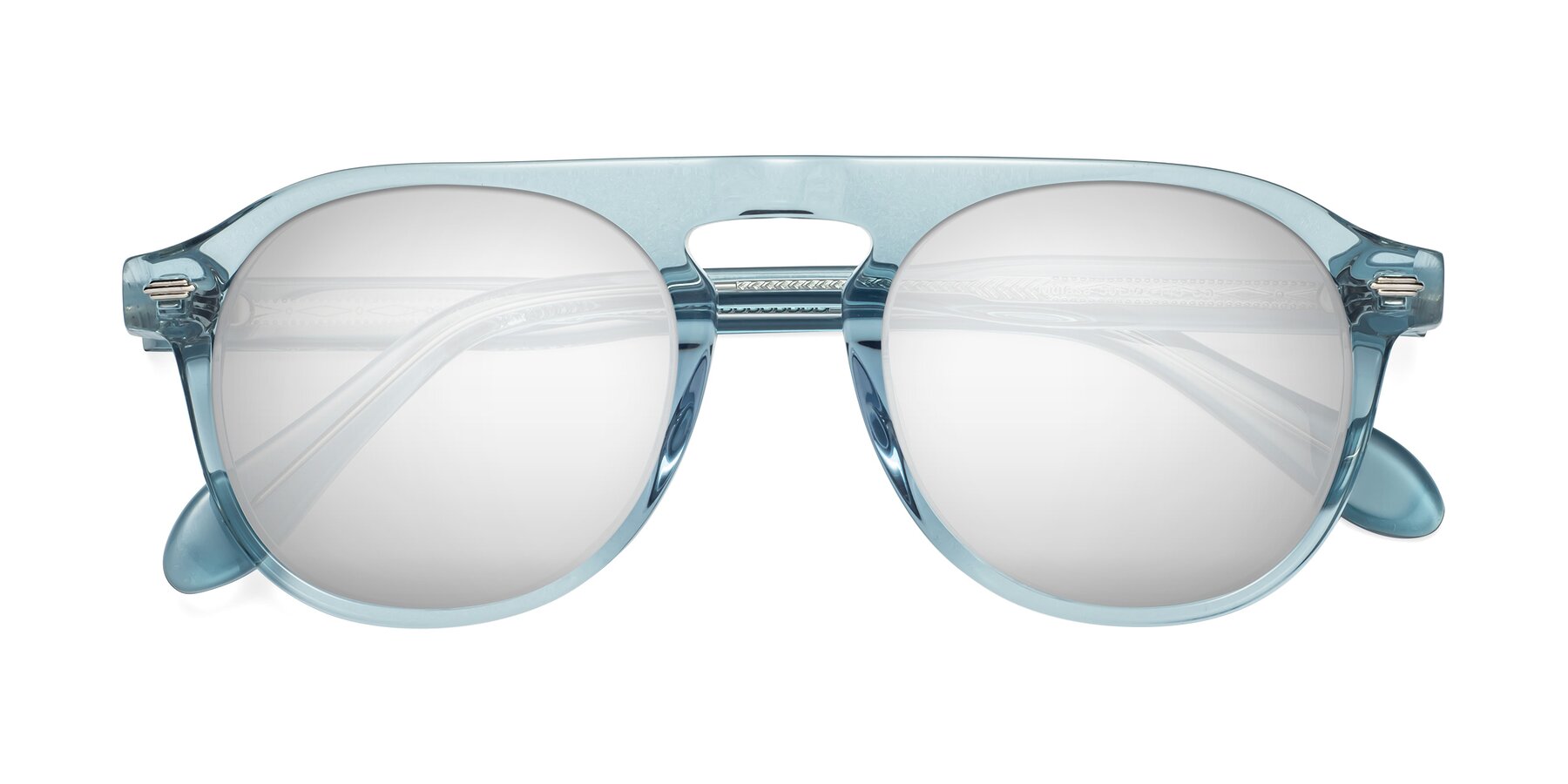 Folded Front of Mufasa in Light Blue with Silver Mirrored Lenses