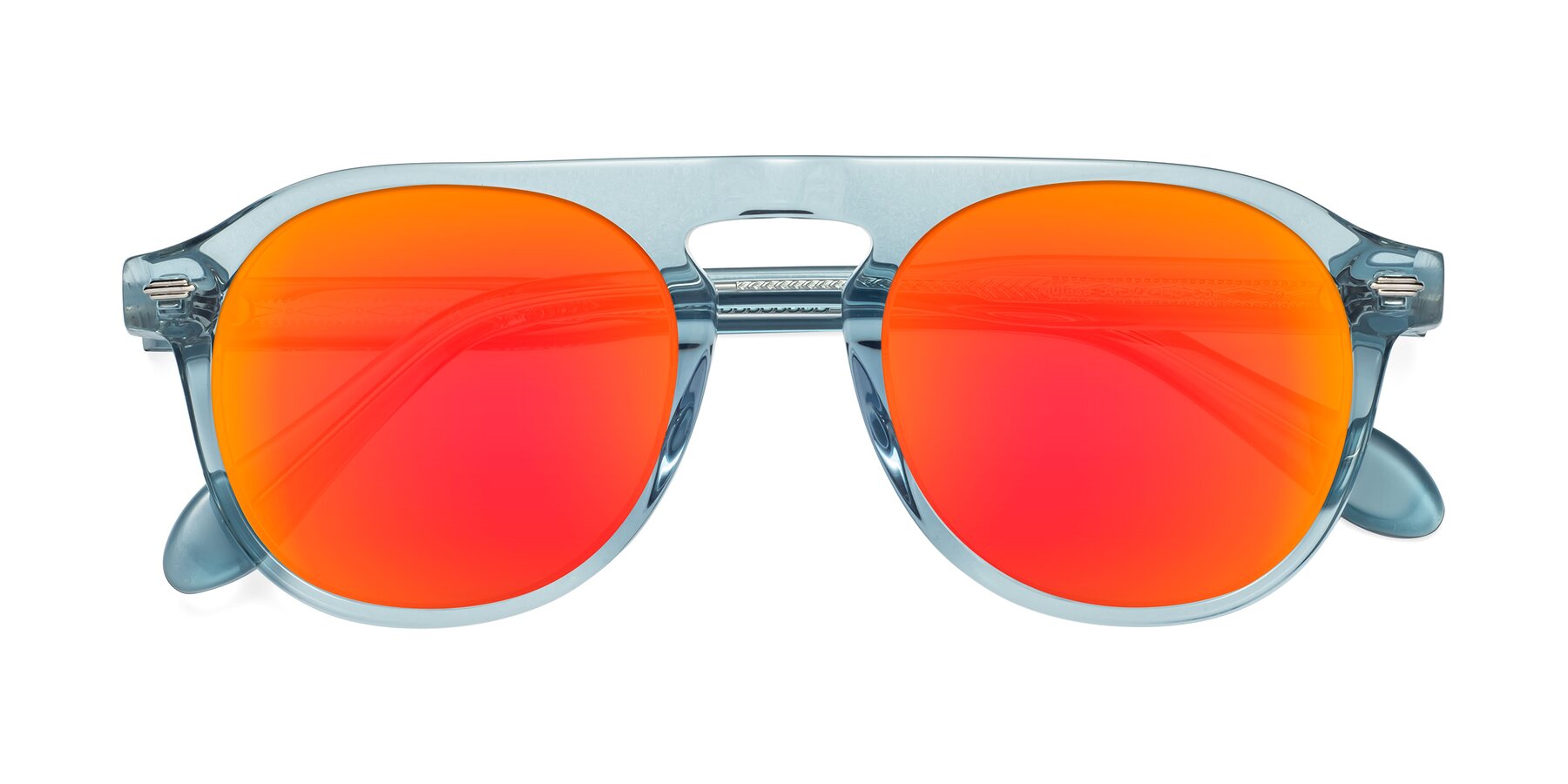Folded Front of Mufasa in Light Blue with Red Gold Mirrored Lenses