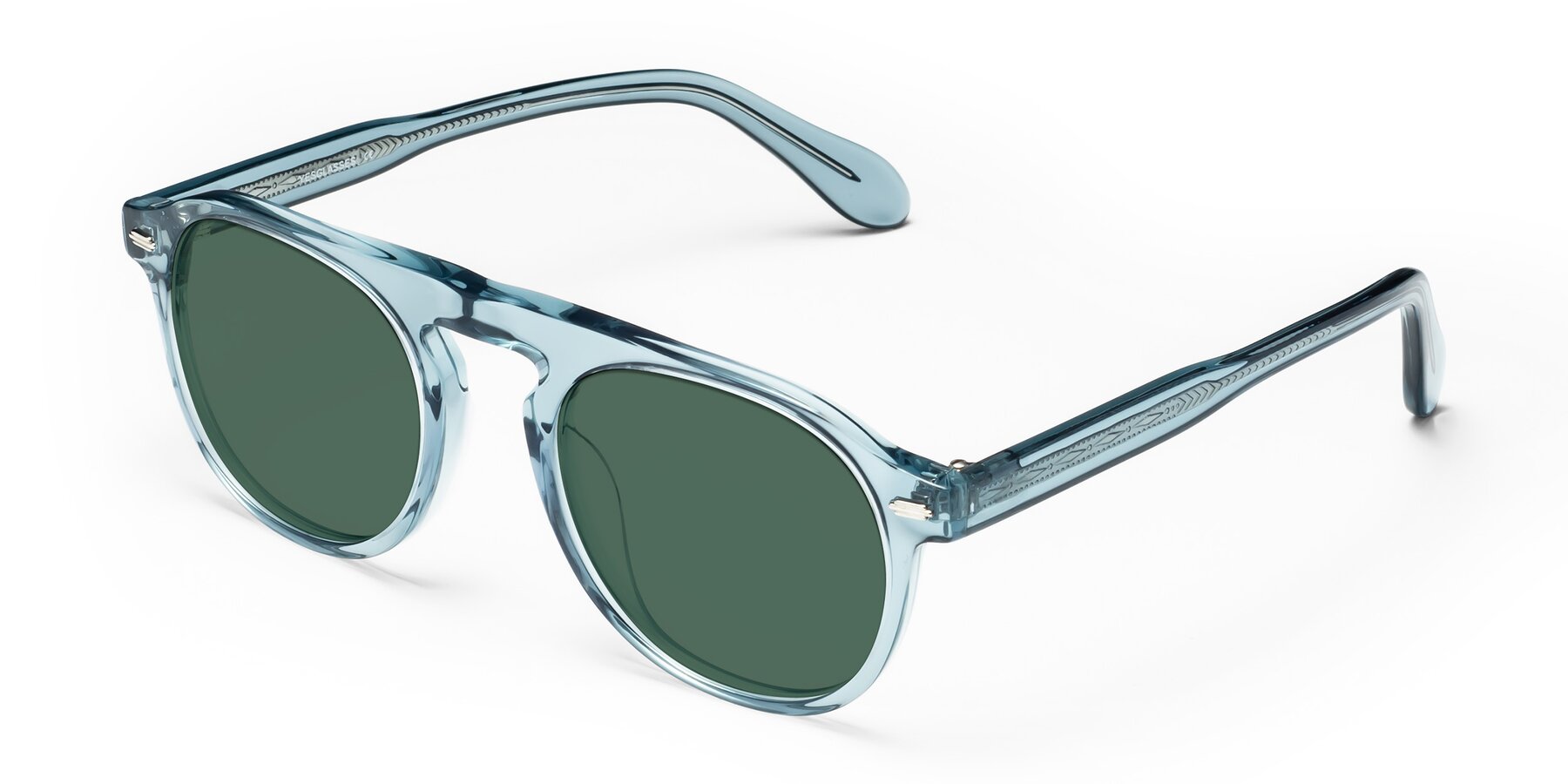 Angle of Mufasa in Light Blue with Green Polarized Lenses