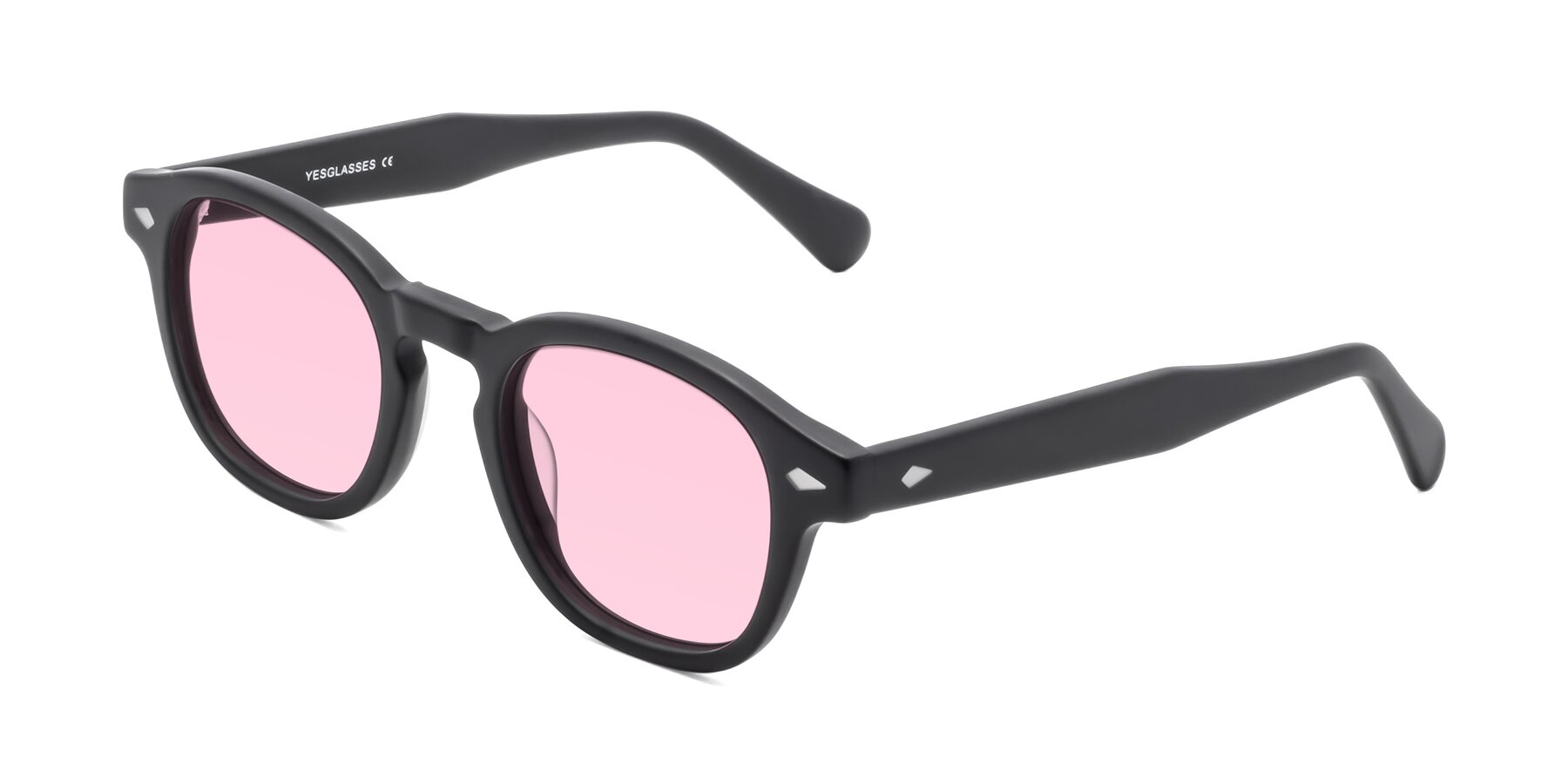 Angle of WALL-E in Matte Black with Light Pink Tinted Lenses