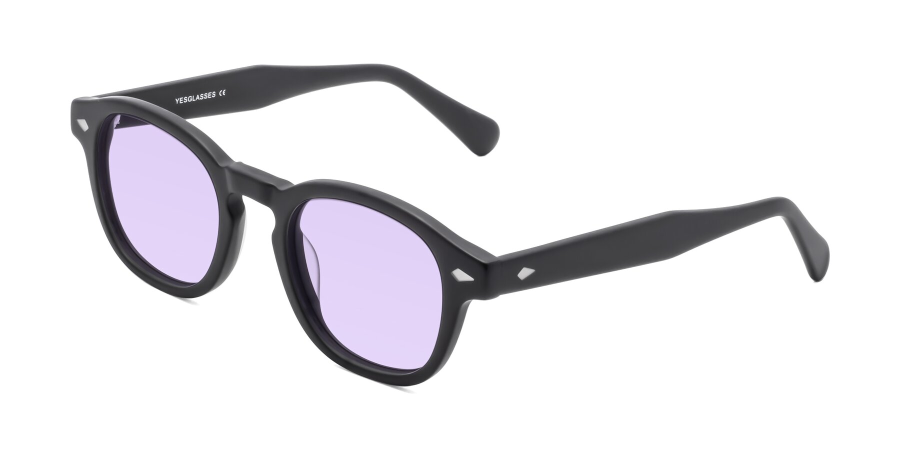Angle of WALL-E in Matte Black with Light Purple Tinted Lenses