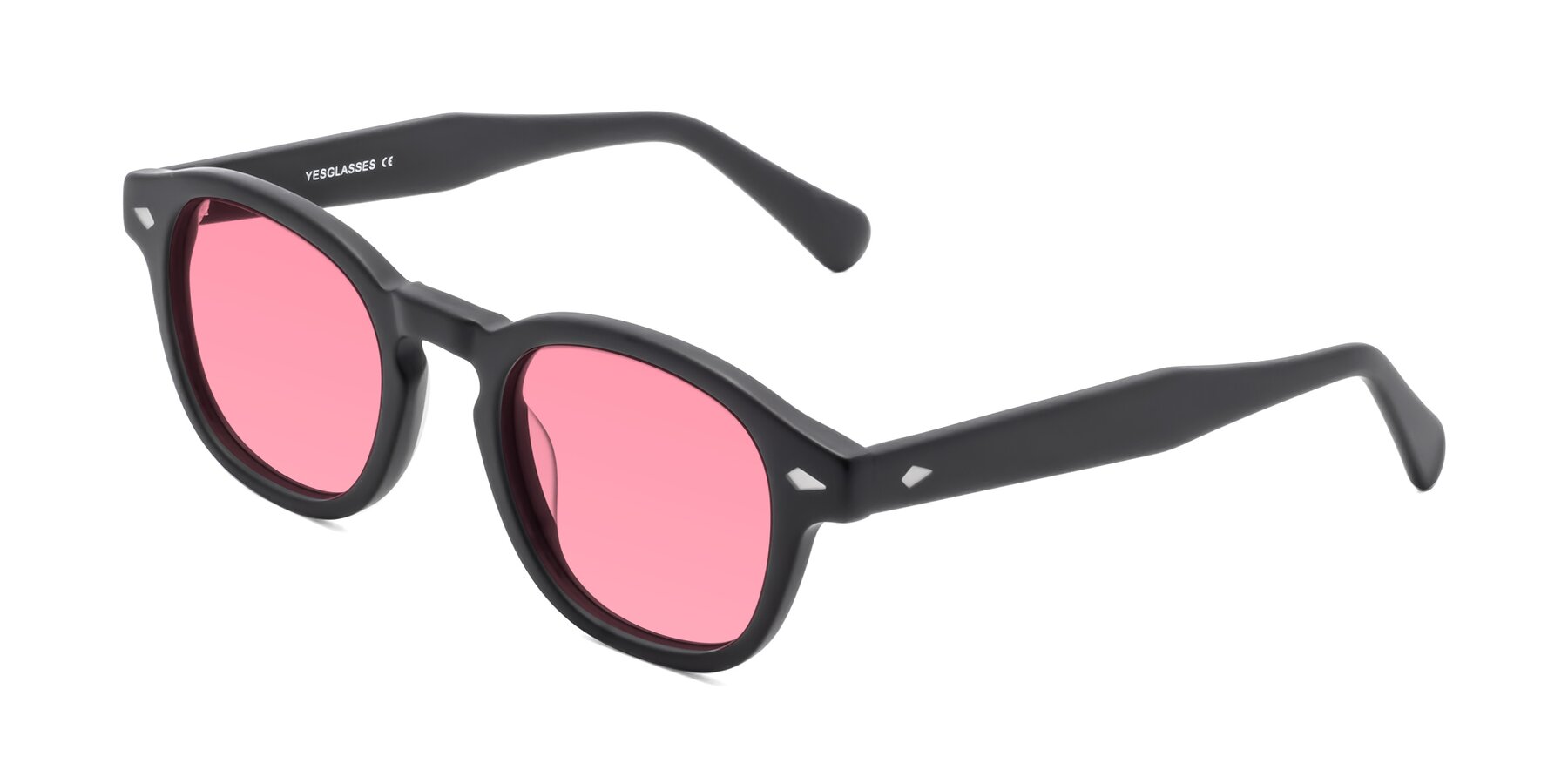 Angle of WALL-E in Matte Black with Pink Tinted Lenses