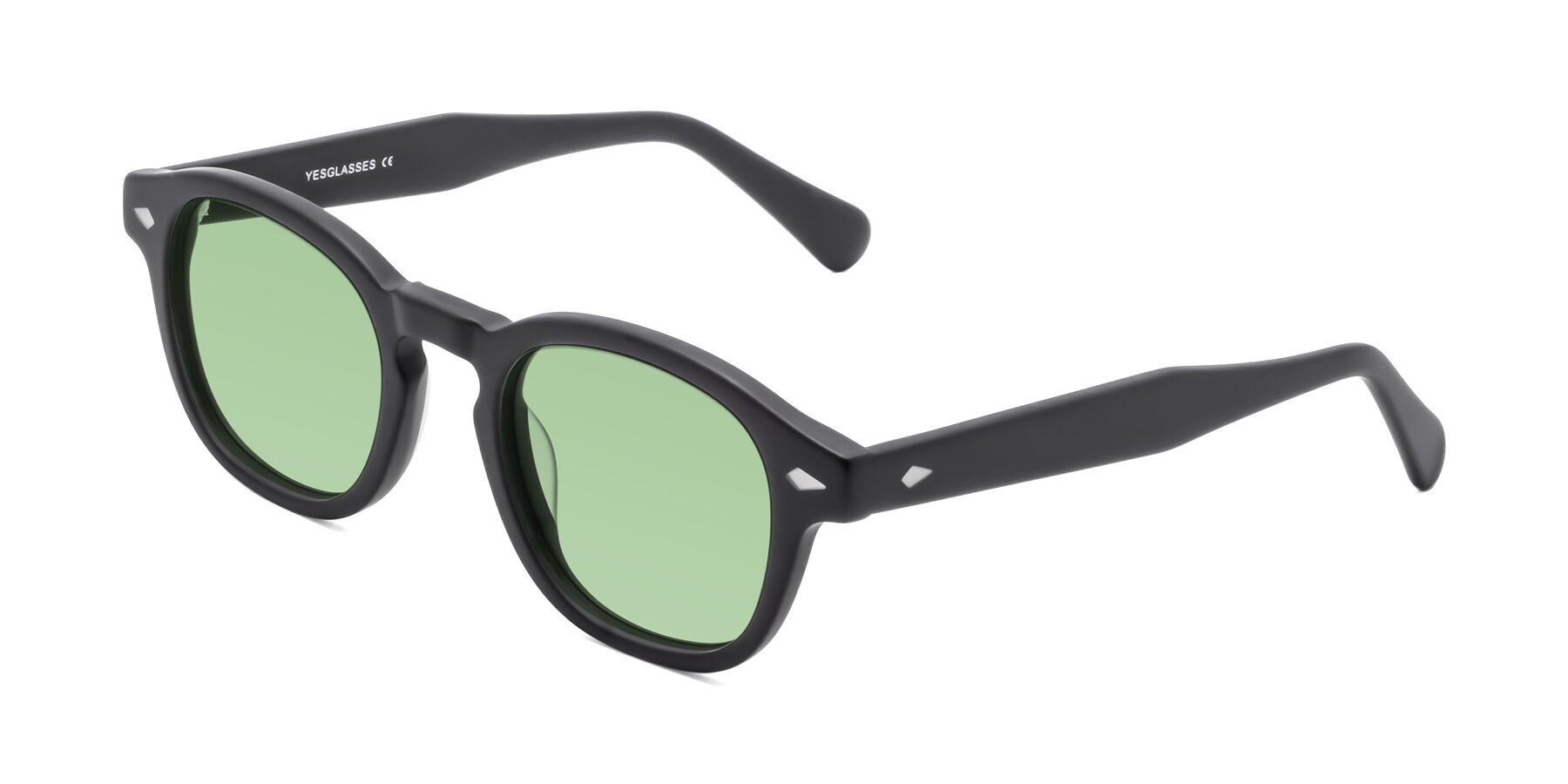Angle of WALL-E in Matte Black with Medium Green Tinted Lenses