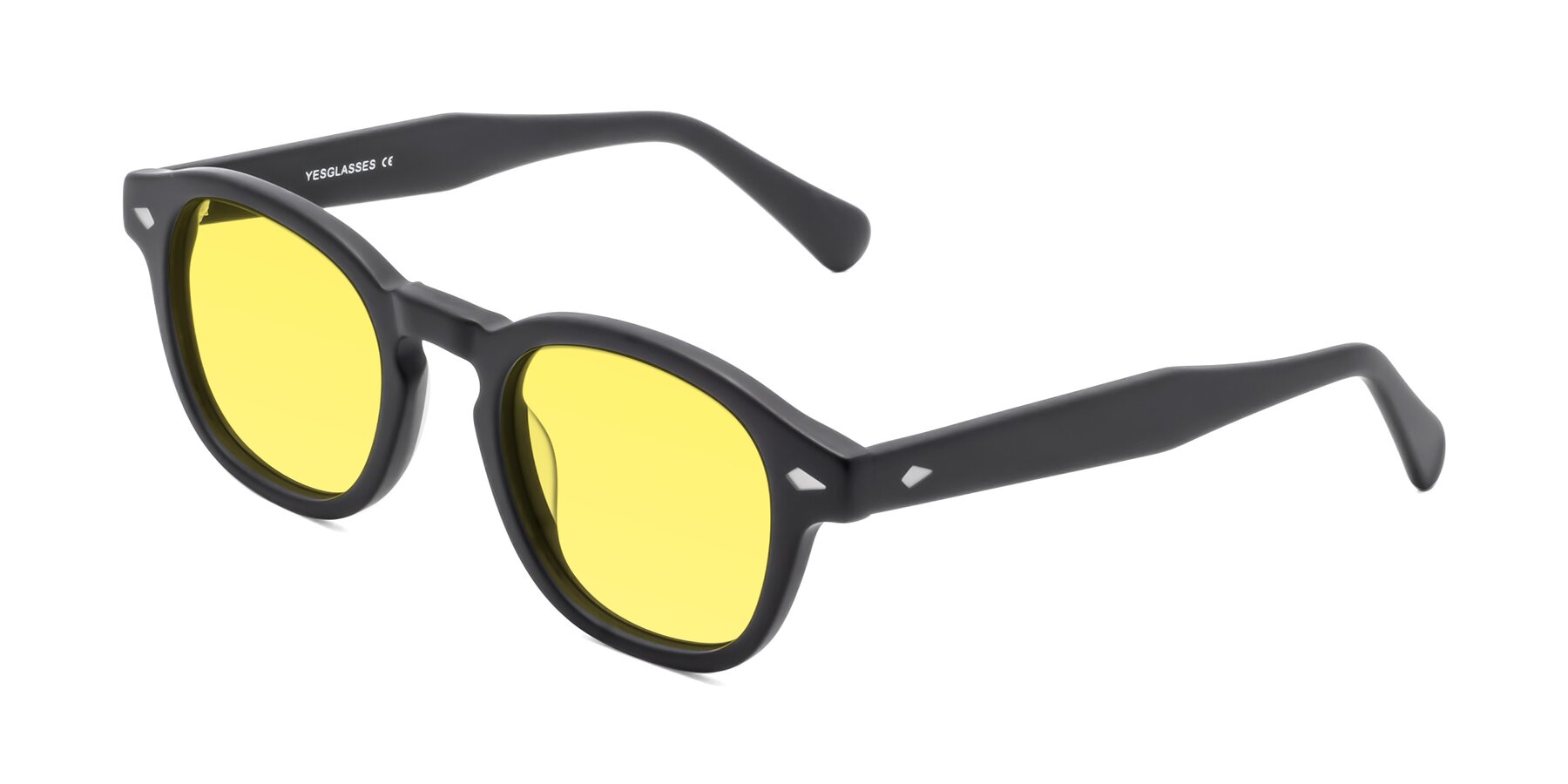 Angle of WALL-E in Matte Black with Medium Yellow Tinted Lenses