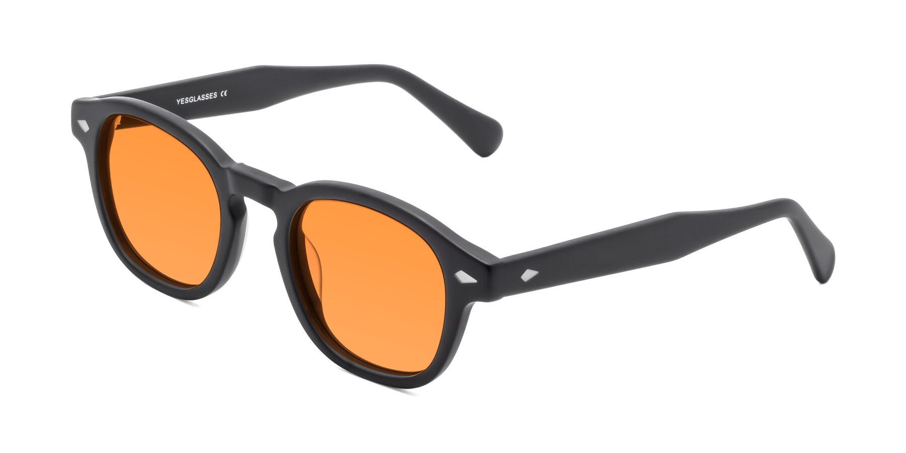 Angle of WALL-E in Matte Black with Orange Tinted Lenses