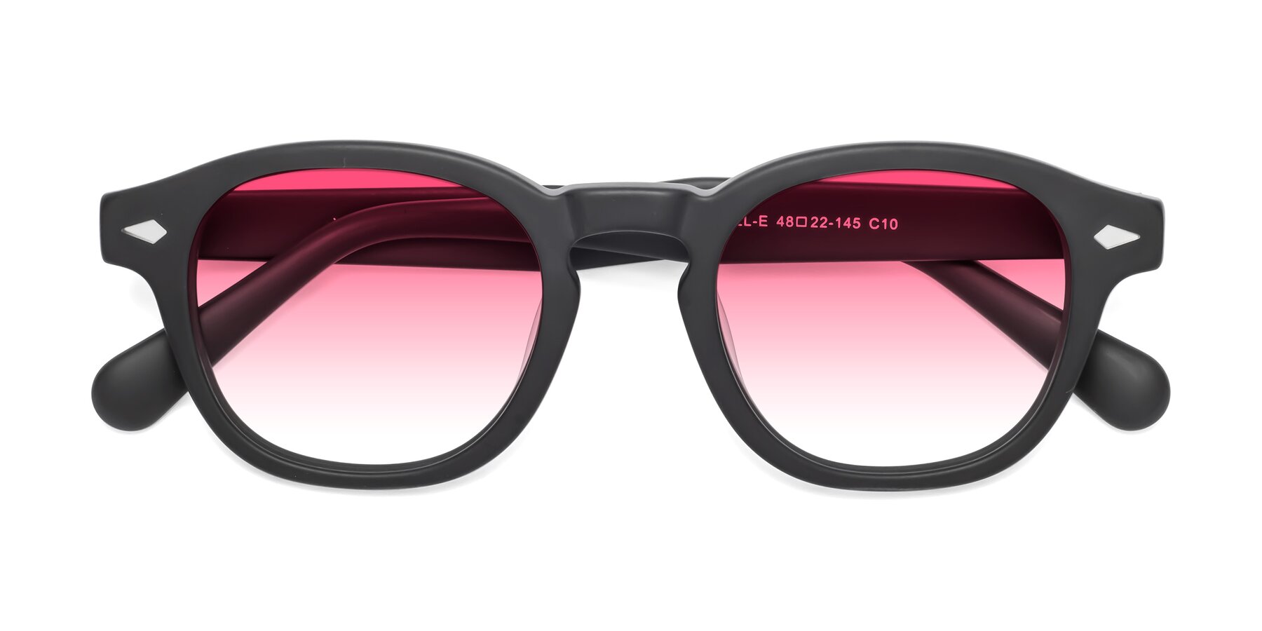 Folded Front of WALL-E in Matte Black with Pink Gradient Lenses