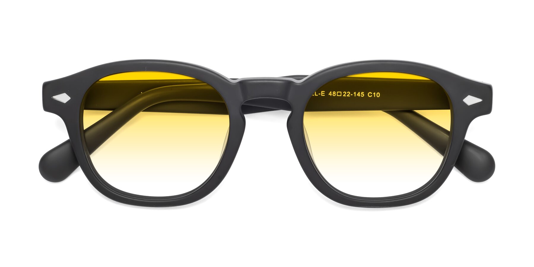 Folded Front of WALL-E in Matte Black with Yellow Gradient Lenses
