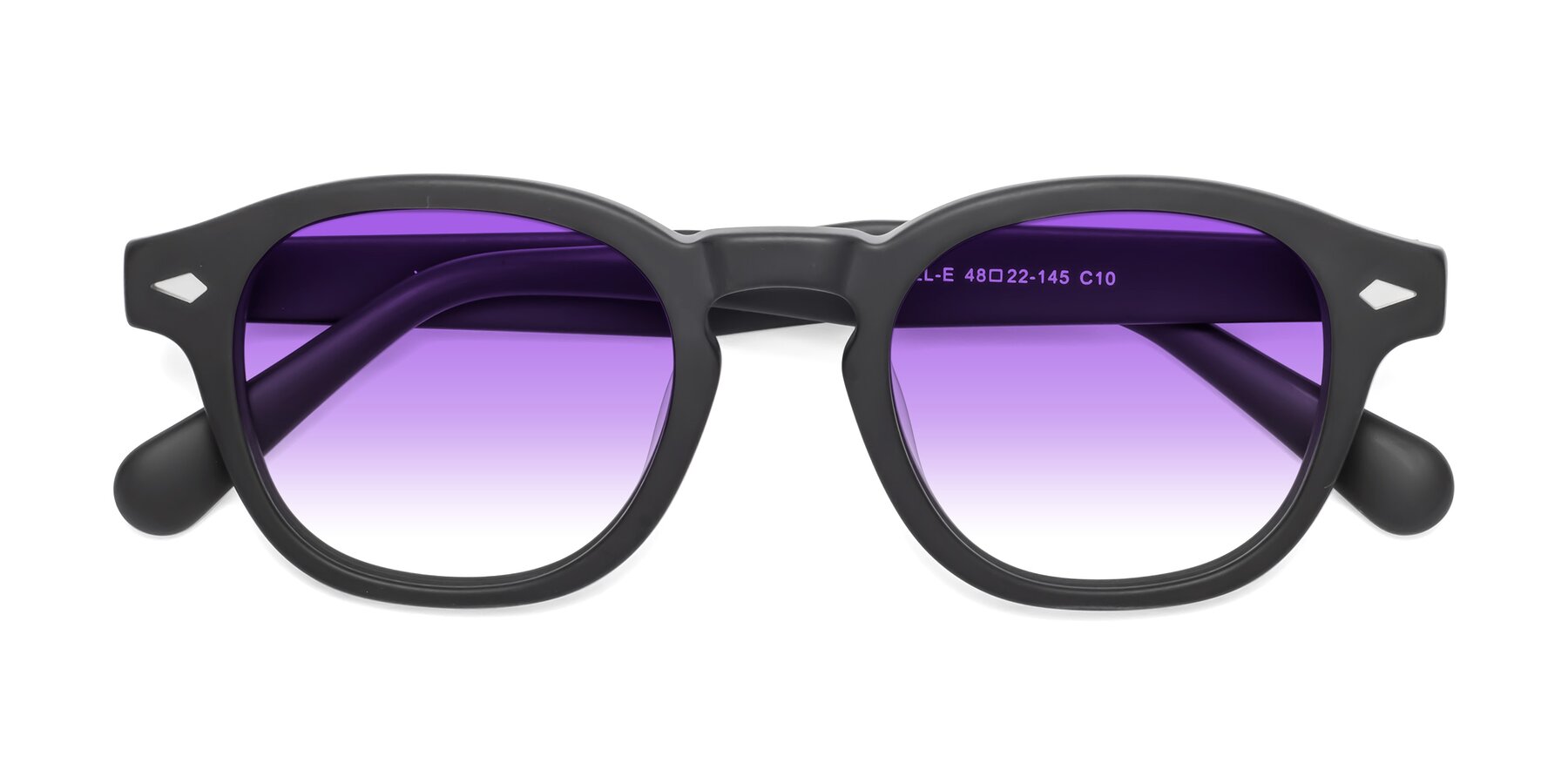 Folded Front of WALL-E in Matte Black with Purple Gradient Lenses