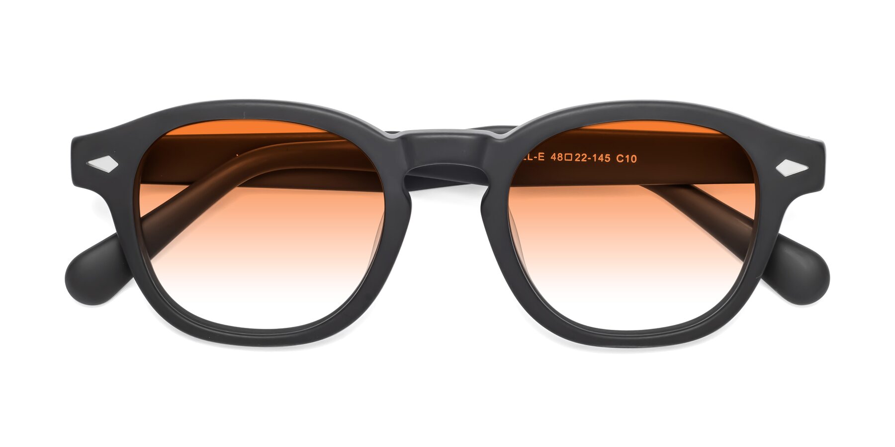 Folded Front of WALL-E in Matte Black with Orange Gradient Lenses
