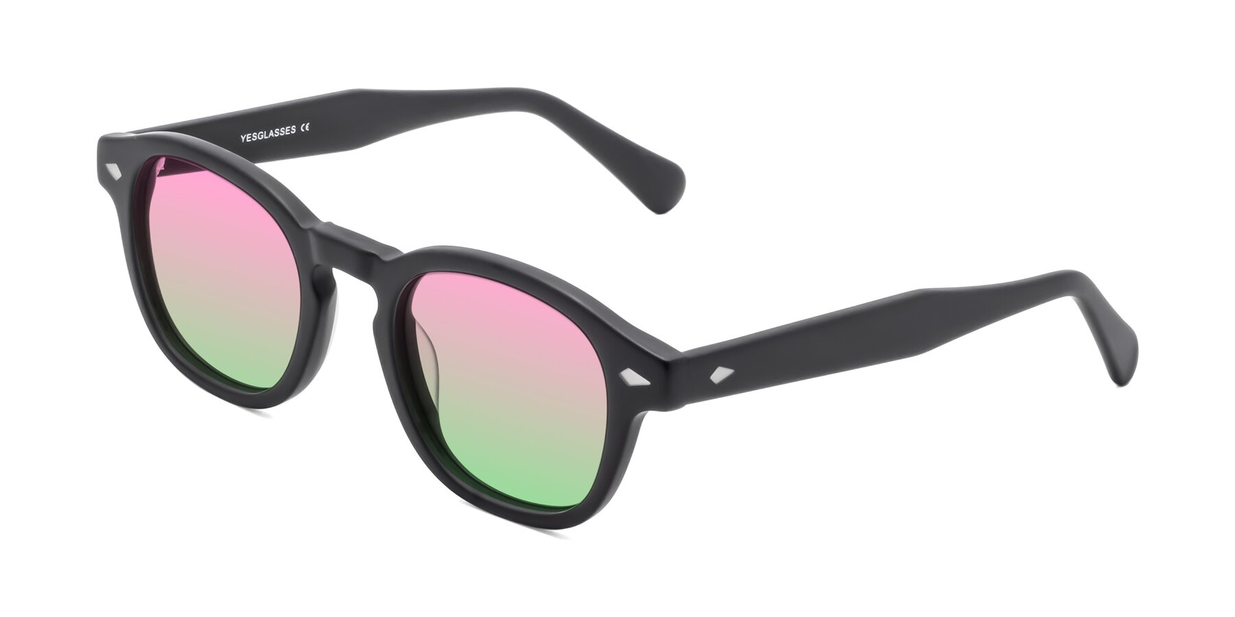 Angle of WALL-E in Matte Black with Pink / Green Gradient Lenses