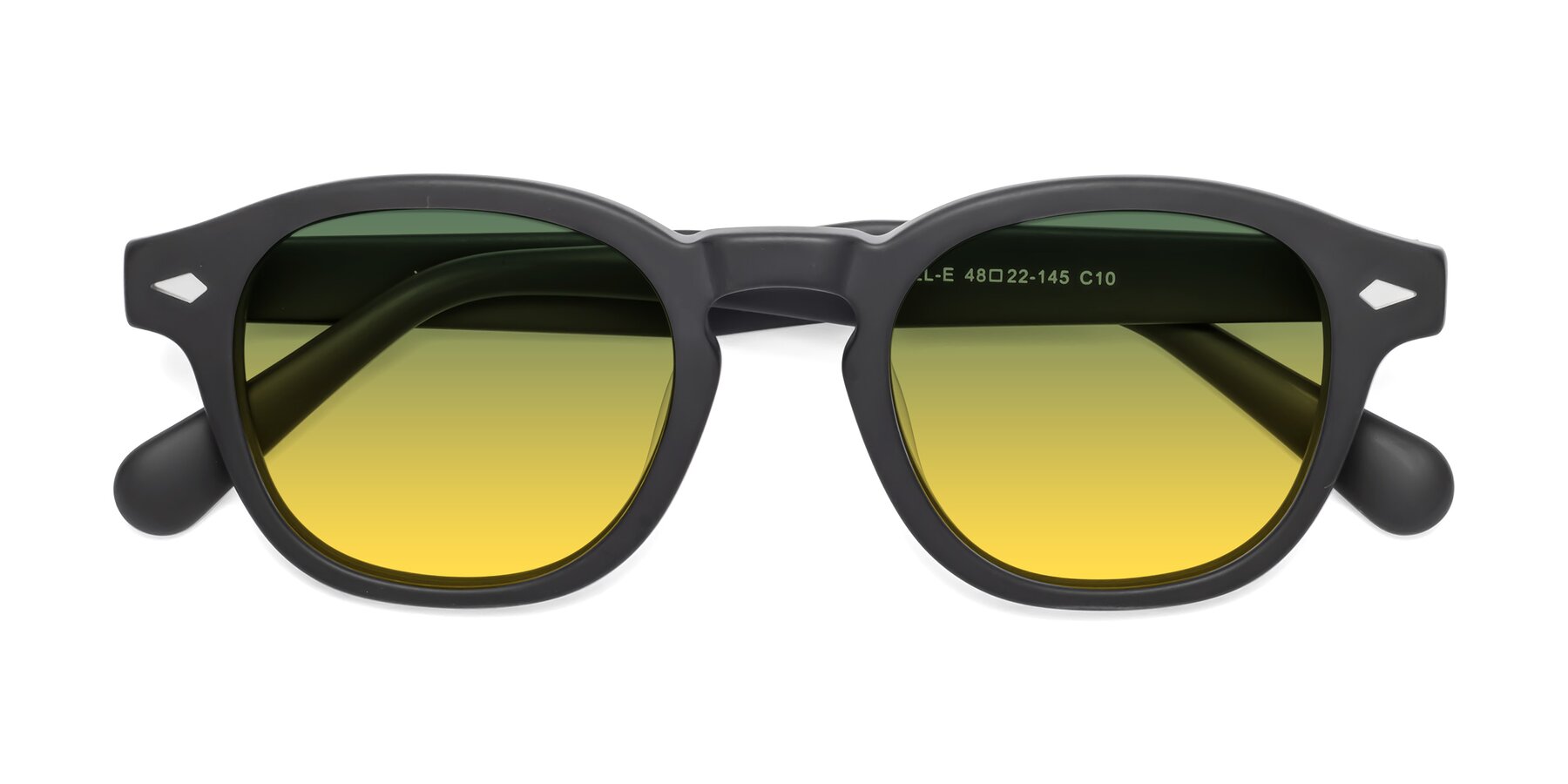 Folded Front of WALL-E in Matte Black with Green / Yellow Gradient Lenses
