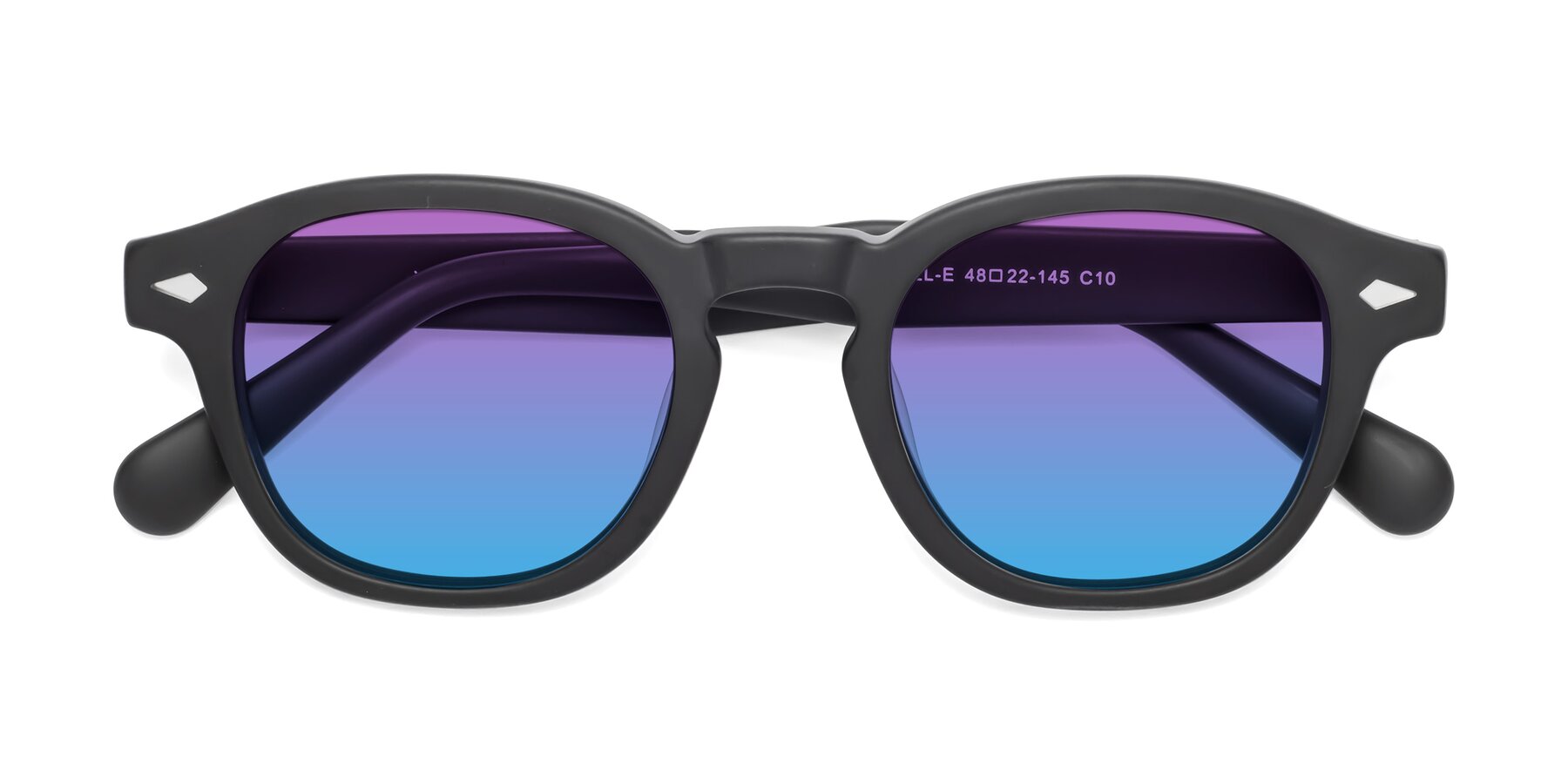 Folded Front of WALL-E in Matte Black with Purple / Blue Gradient Lenses