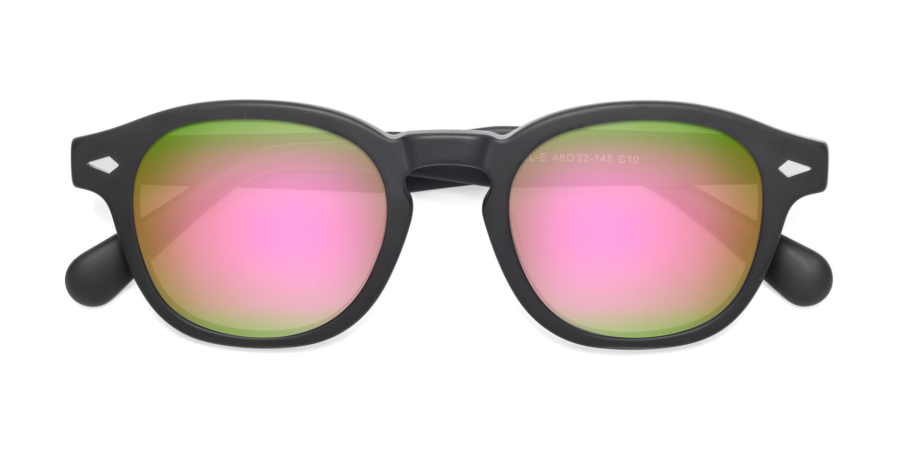 Folded Front of WALL-E in Matte Black with Pink Mirrored Lenses