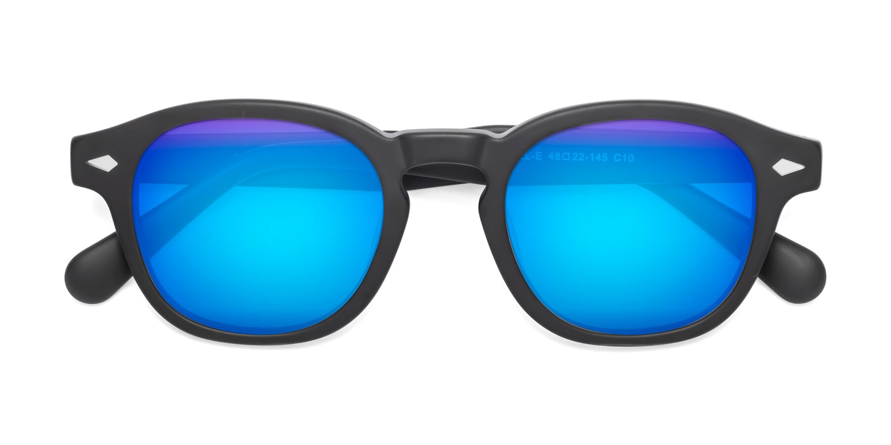 Folded Front of WALL-E in Matte Black with Blue Mirrored Lenses