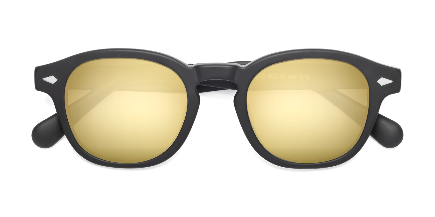 Folded Front of WALL-E in Matte Black with Gold Mirrored Lenses