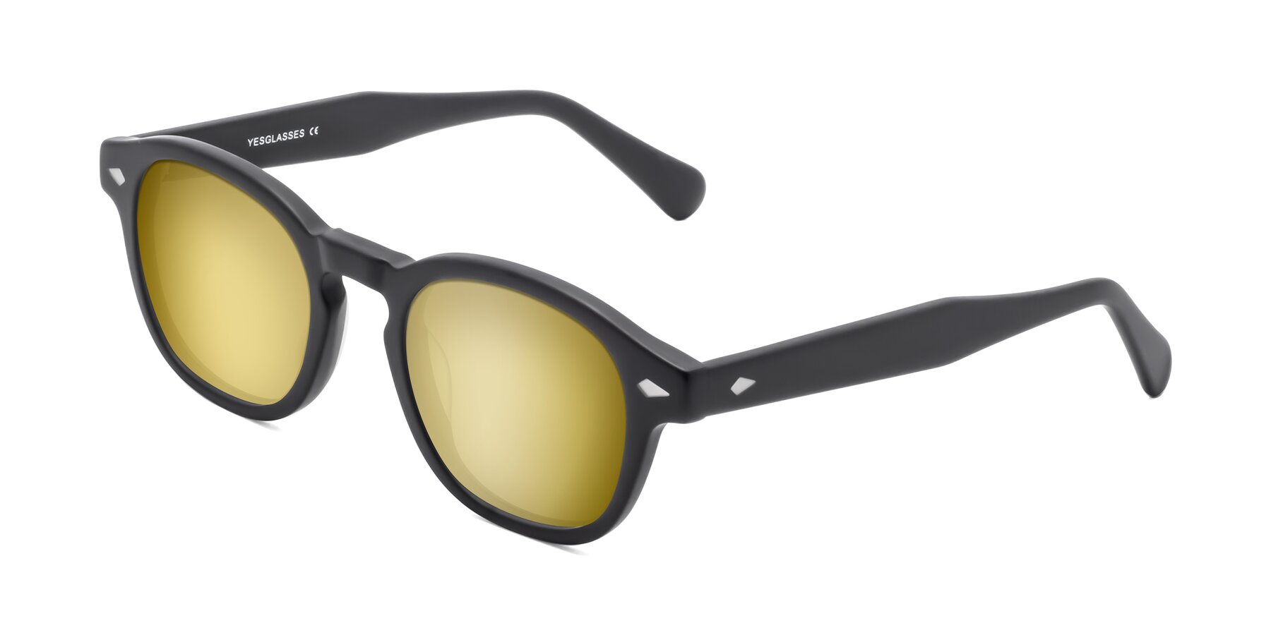 Angle of WALL-E in Matte Black with Gold Mirrored Lenses