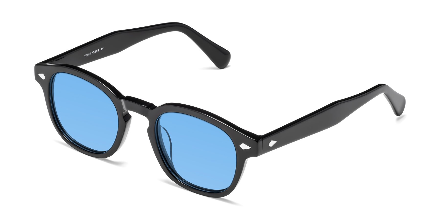 Angle of WALL-E in Black with Medium Blue Tinted Lenses