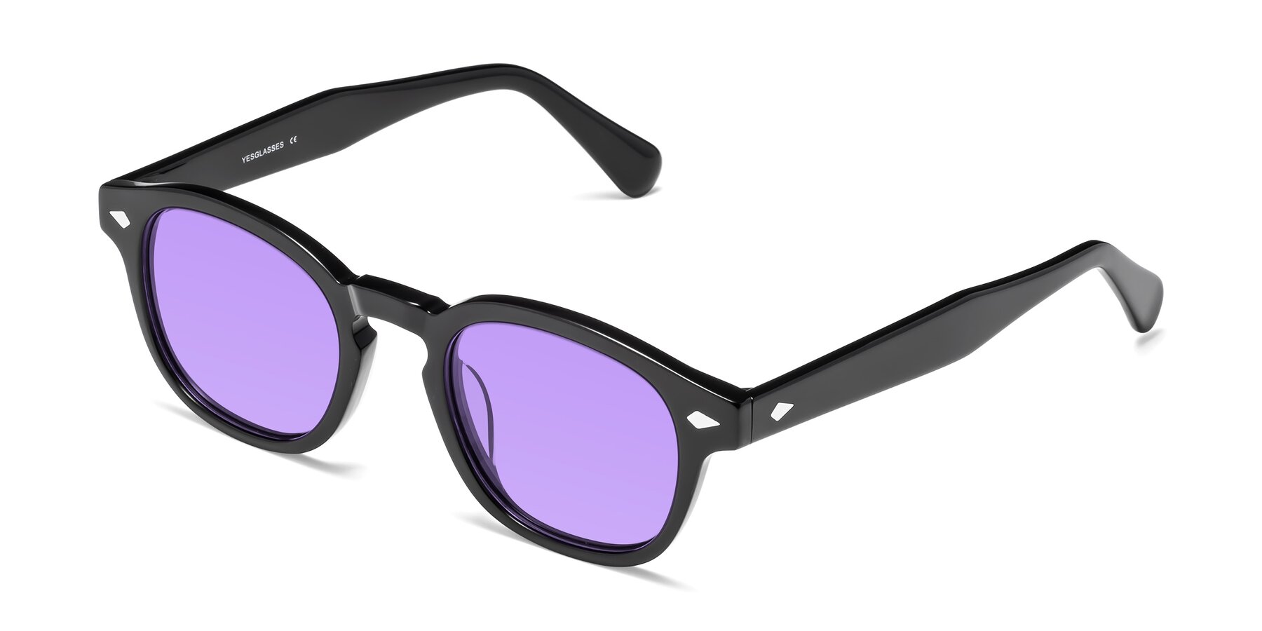 Angle of WALL-E in Black with Medium Purple Tinted Lenses