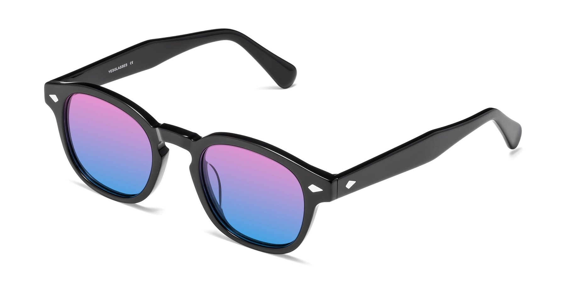 Angle of WALL-E in Black with Pink / Blue Gradient Lenses