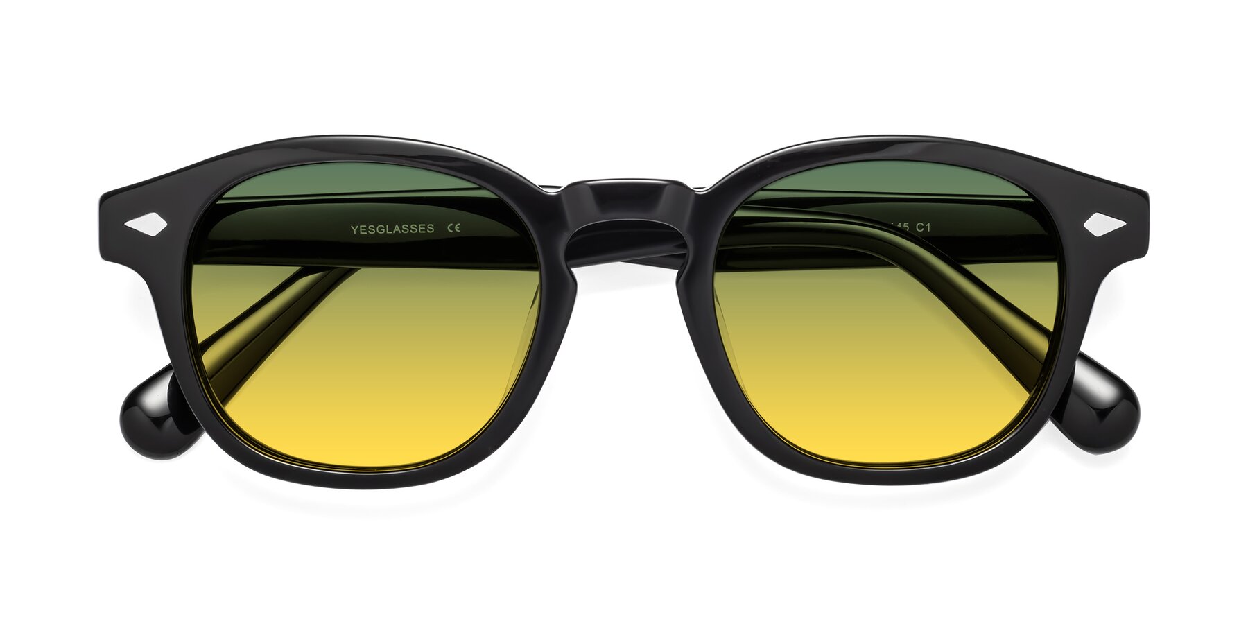 Folded Front of WALL-E in Black with Green / Yellow Gradient Lenses