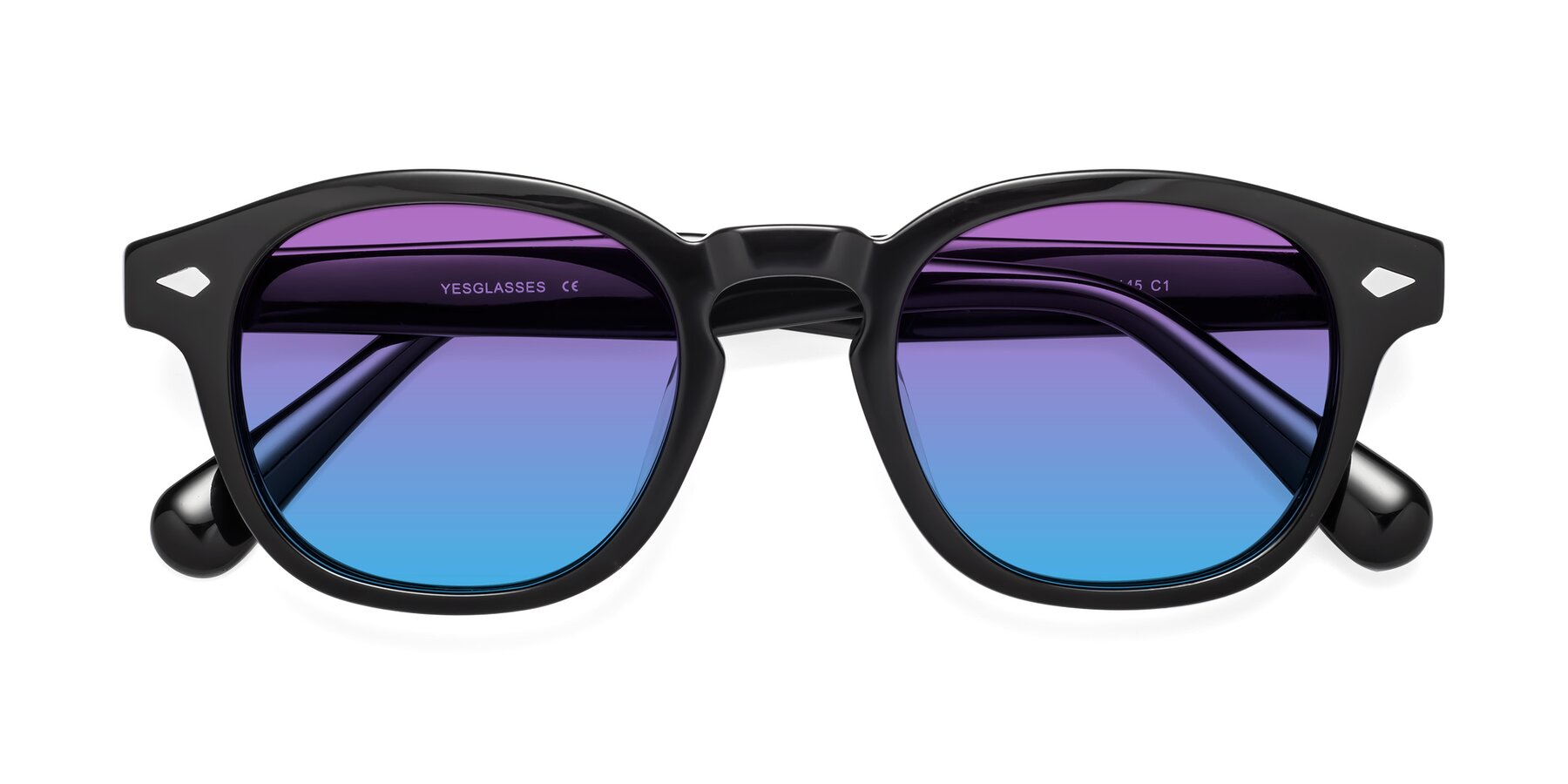 Folded Front of WALL-E in Black with Purple / Blue Gradient Lenses