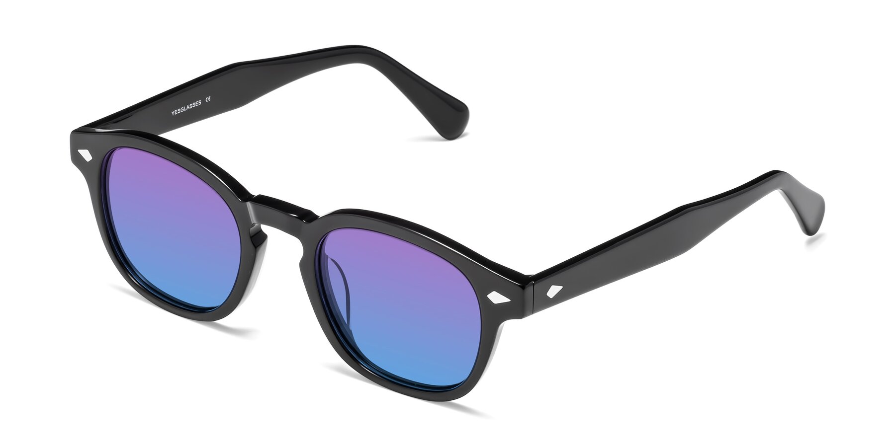 Angle of WALL-E in Black with Purple / Blue Gradient Lenses