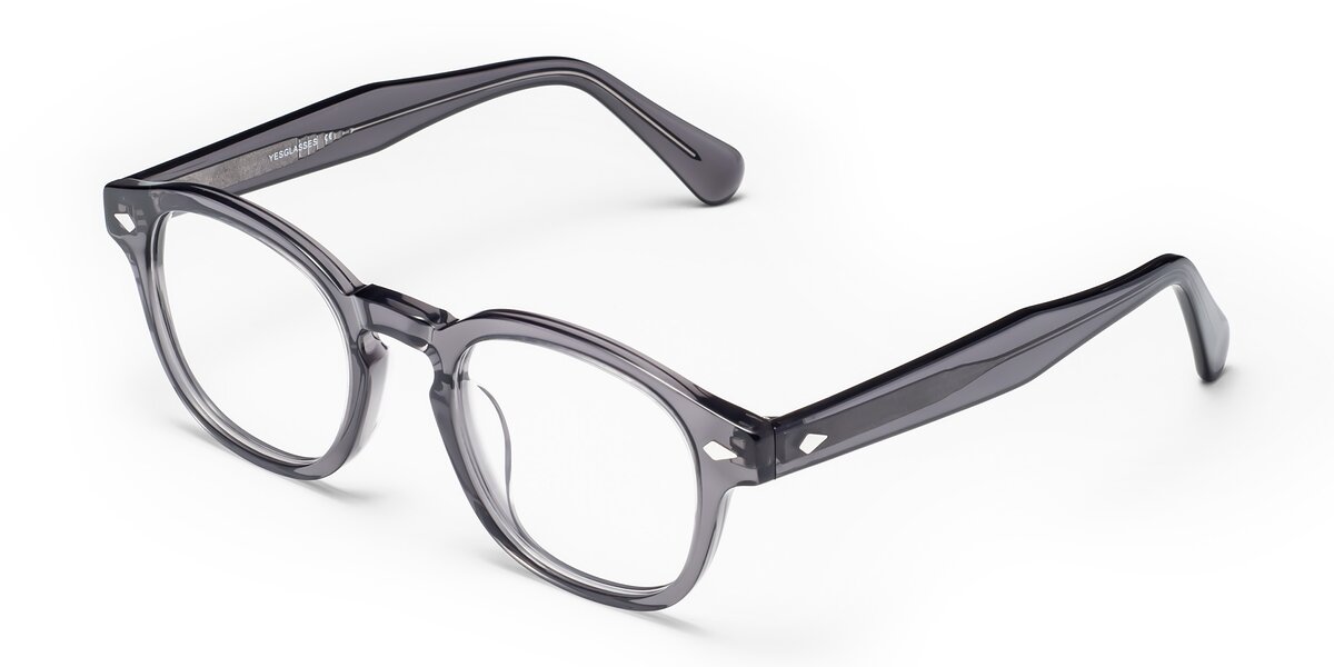 Translucent Gray Keyhole Bridge Acetate Trapezoid Eyeglasses - WALL-E