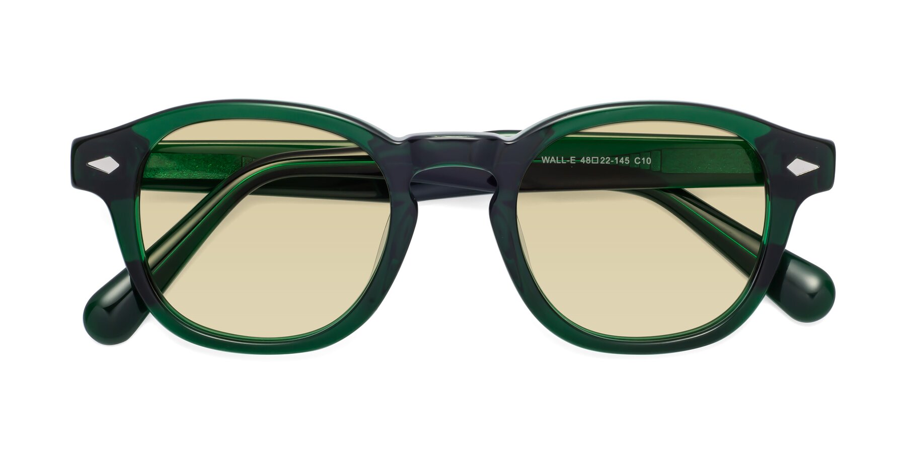 Folded Front of WALL-E in Green with Light Champagne Tinted Lenses