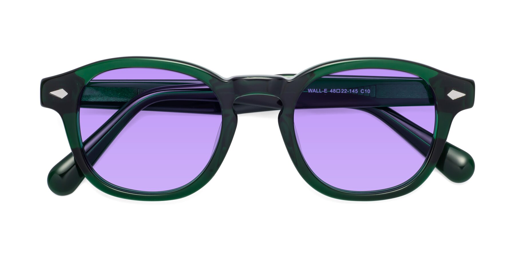 Folded Front of WALL-E in Green with Medium Purple Tinted Lenses