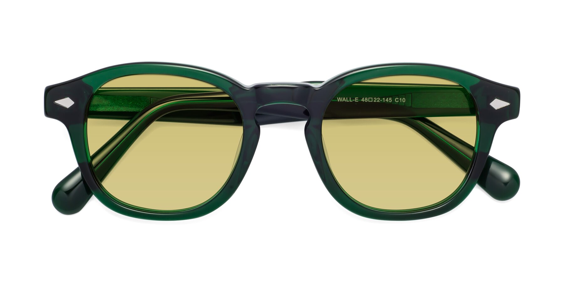 Folded Front of WALL-E in Green with Medium Champagne Tinted Lenses
