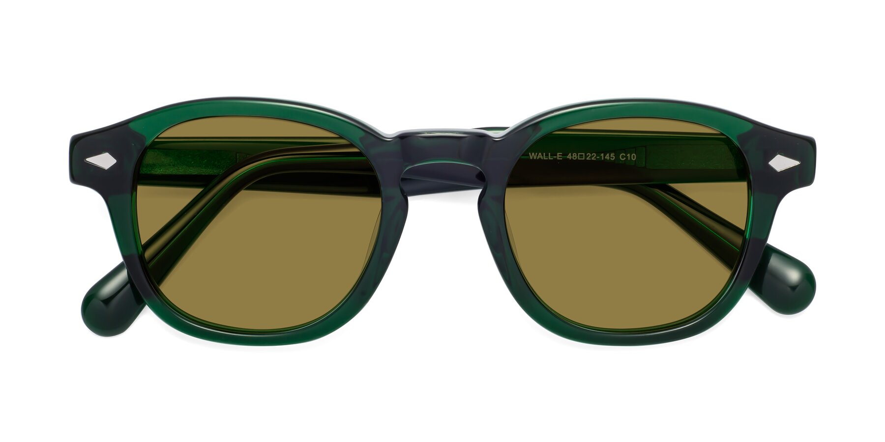 Folded Front of WALL-E in Green with Brown Polarized Lenses