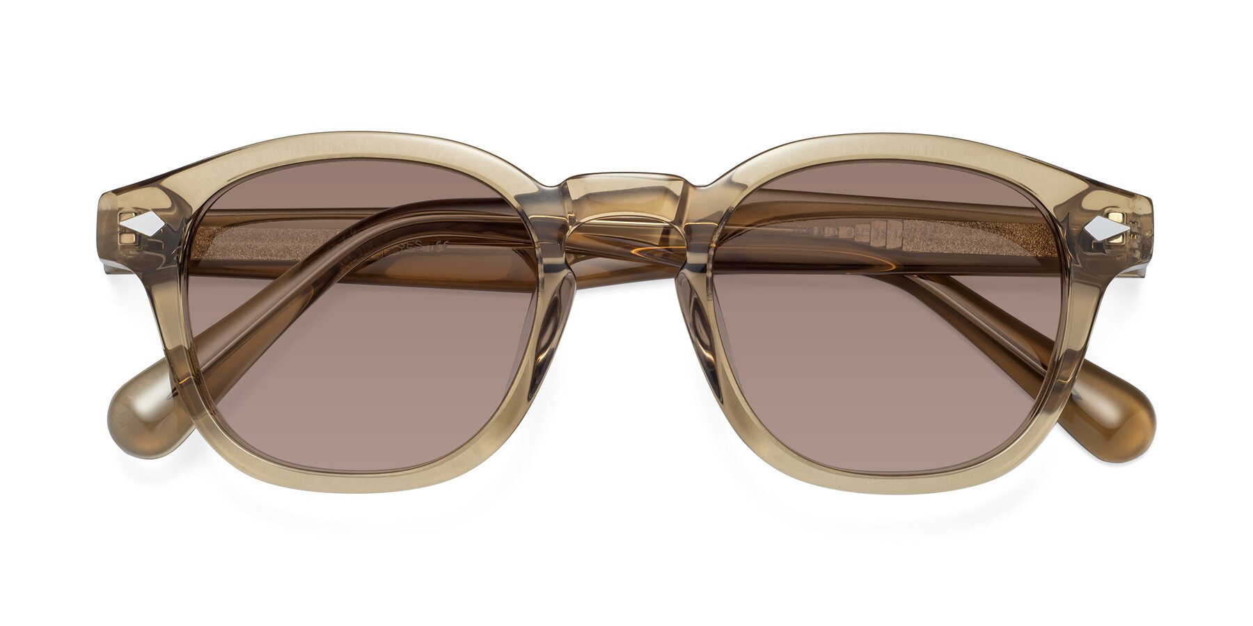 Folded Front of WALL-E in Champagne with Medium Brown Tinted Lenses