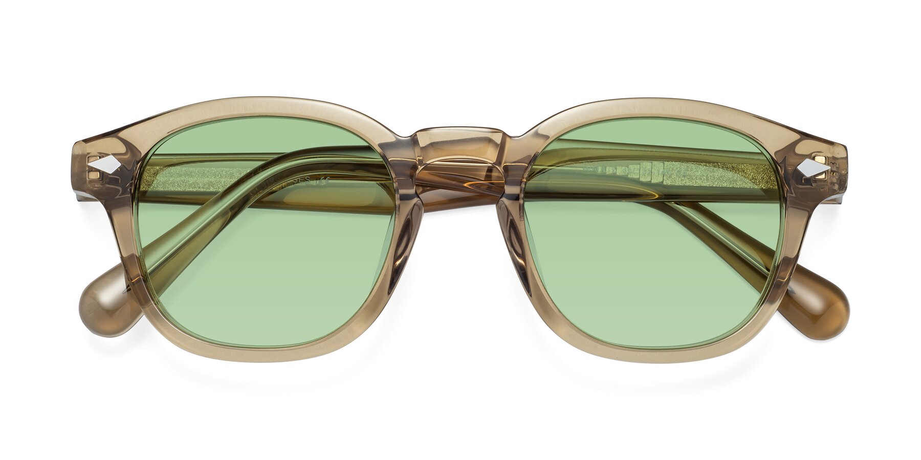 Folded Front of WALL-E in Champagne with Medium Green Tinted Lenses