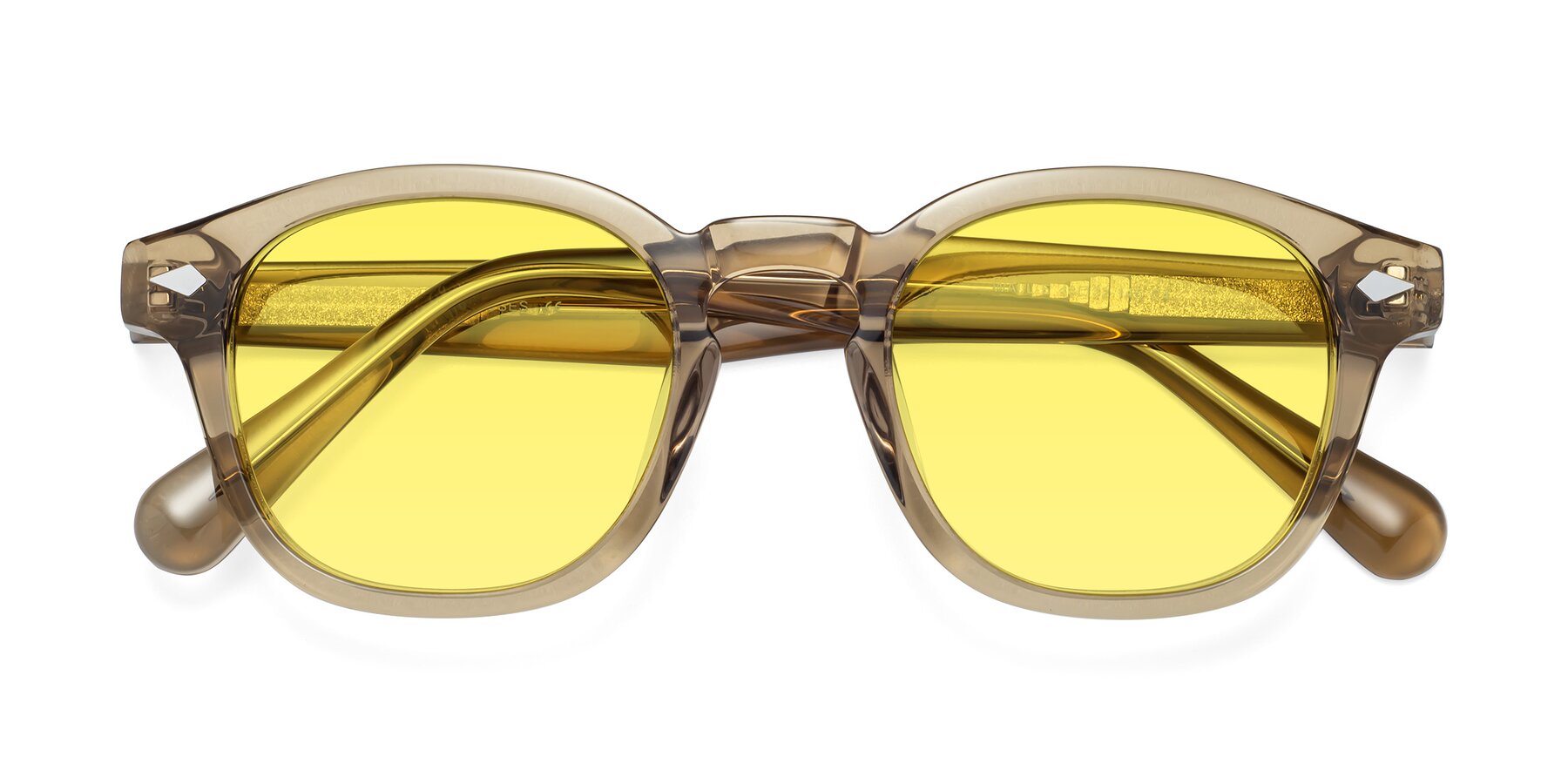 Folded Front of WALL-E in Champagne with Medium Yellow Tinted Lenses