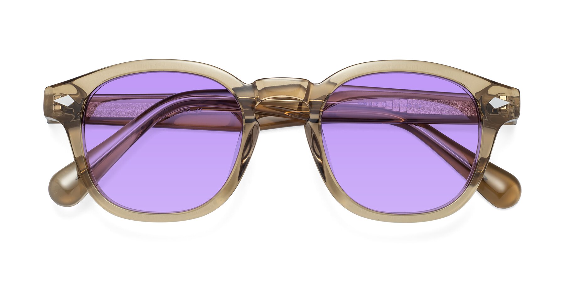 Folded Front of WALL-E in Champagne with Medium Purple Tinted Lenses